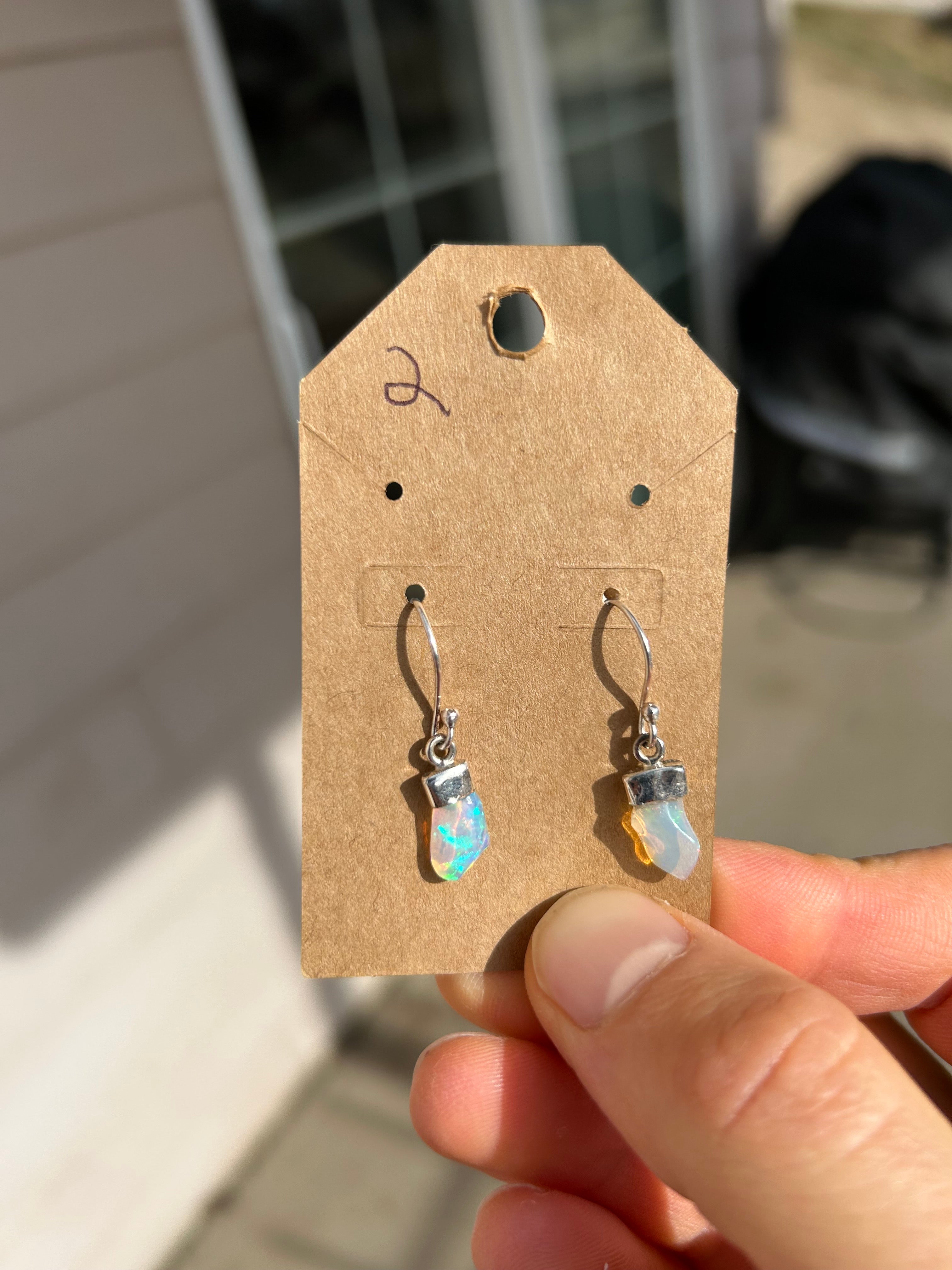 Authentic Ethiopian Opal Earrings .925 Sterling Silver