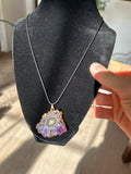 Uruguayan Amethyst Stalactite Slice Crystal Pendant with Necklace (7)