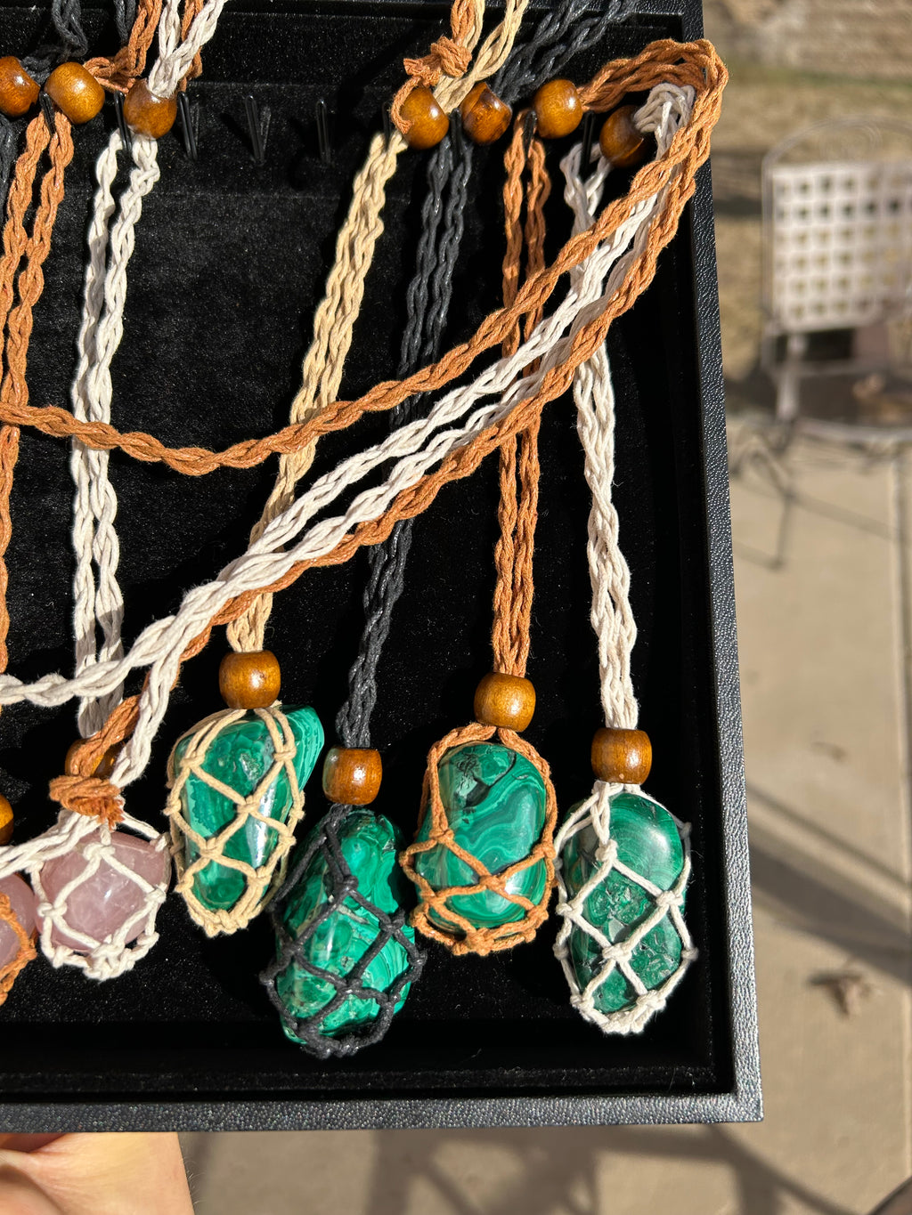 Authentic Malachite Crystal Adjustable Hemp Necklace