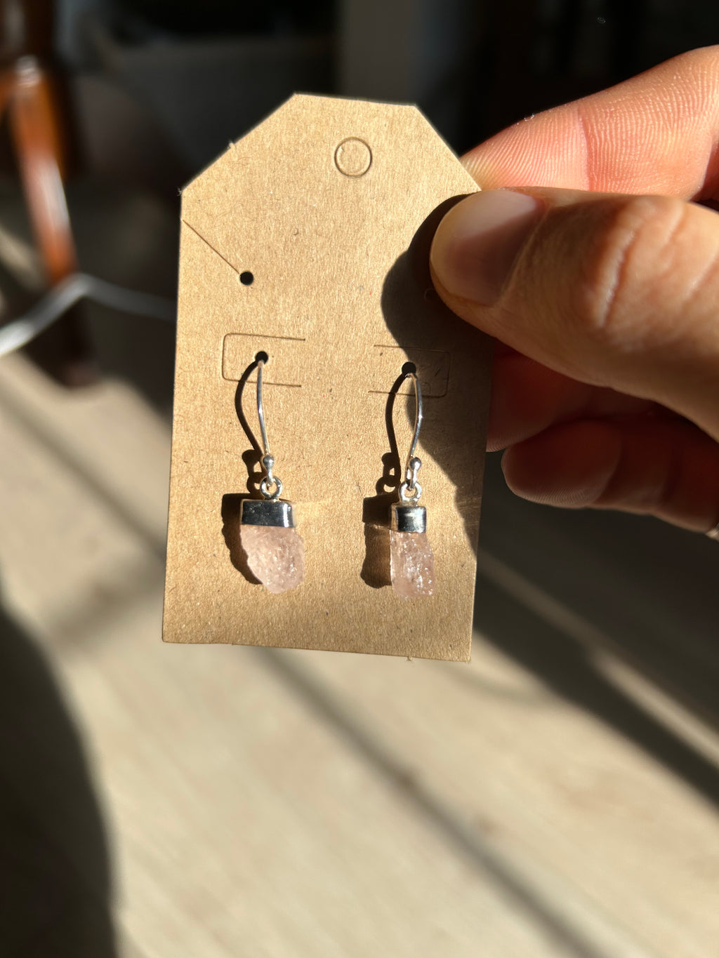 Authentic Pink Morganite Earrings .925 Silver