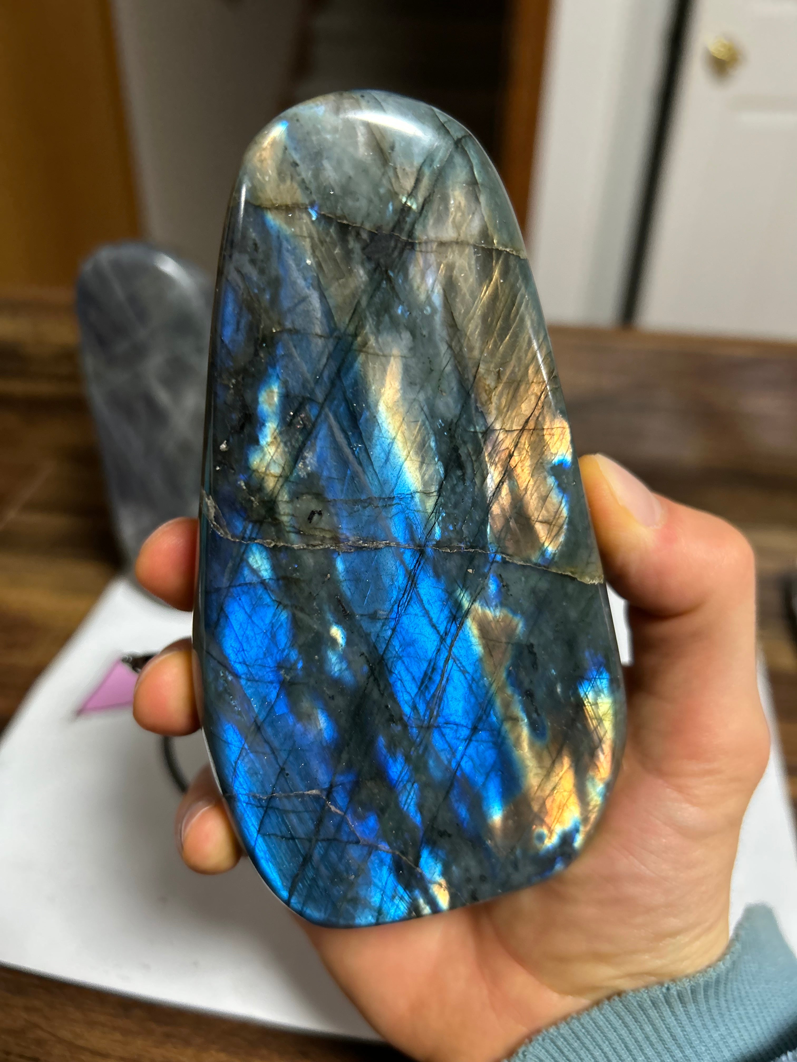BRIGHT Blue Yellow Labradorite Free Form from Madagascar