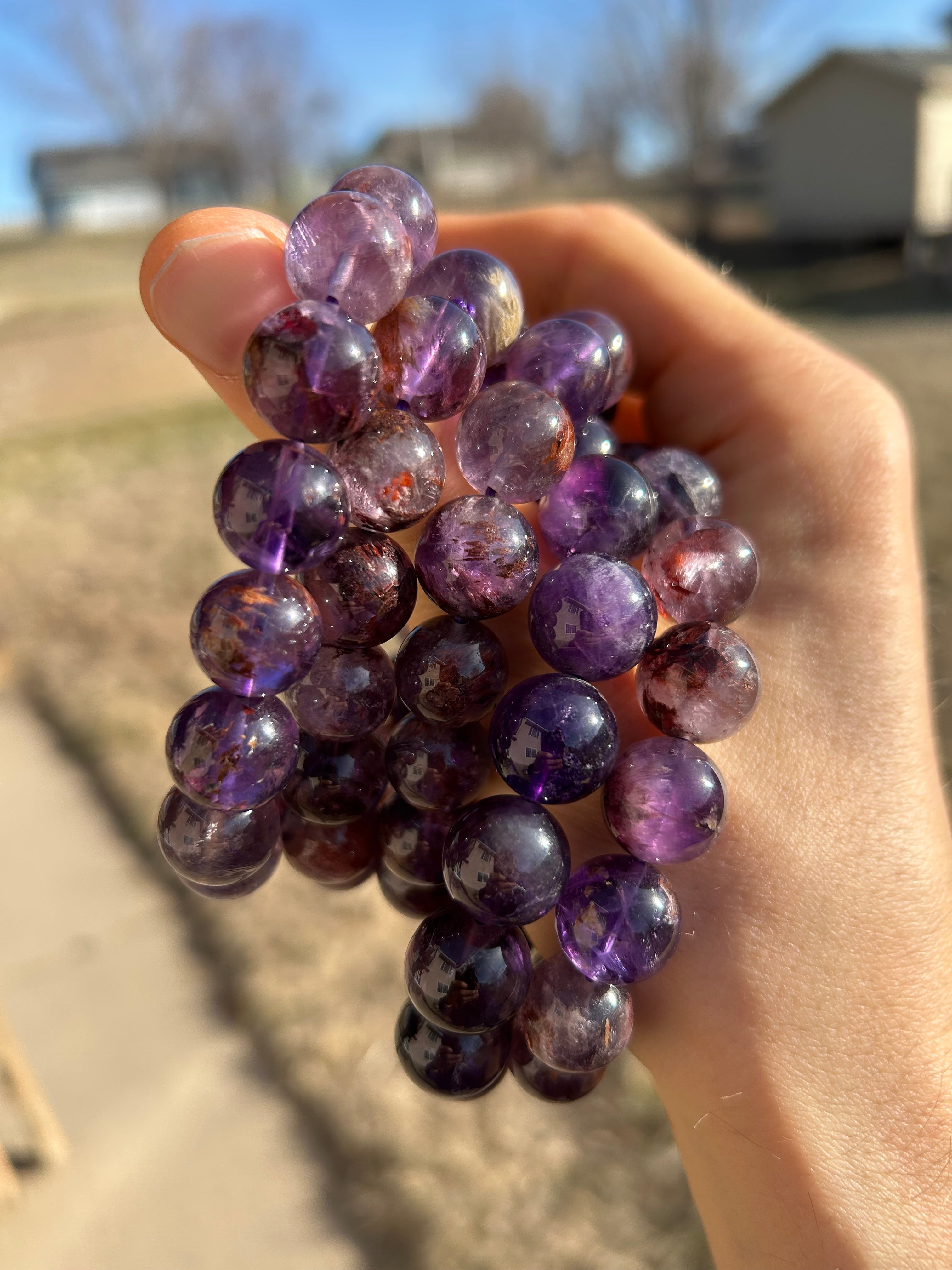 Stunning Amethyst Lodolite Crystal Bracelet