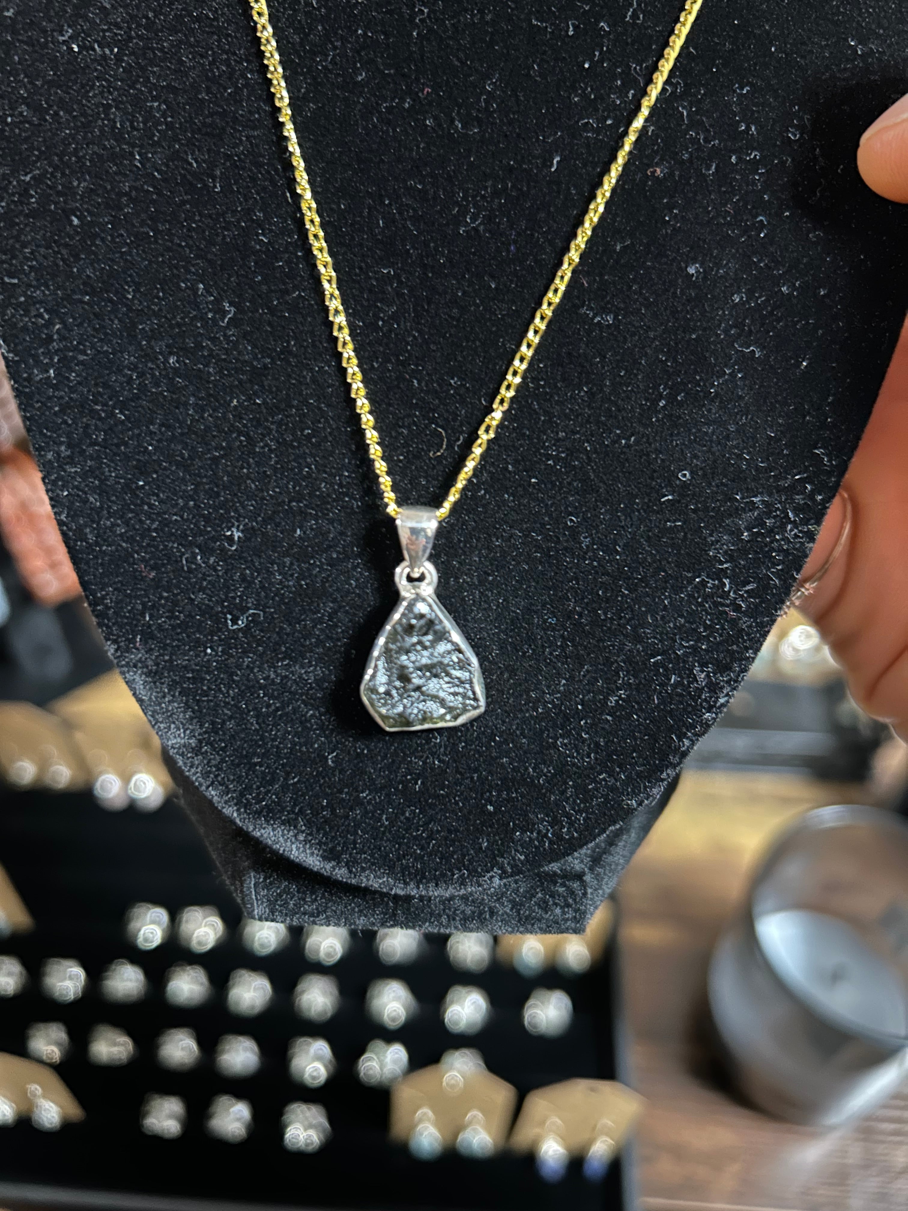 Moldavite Pendant Necklace .925 Silver