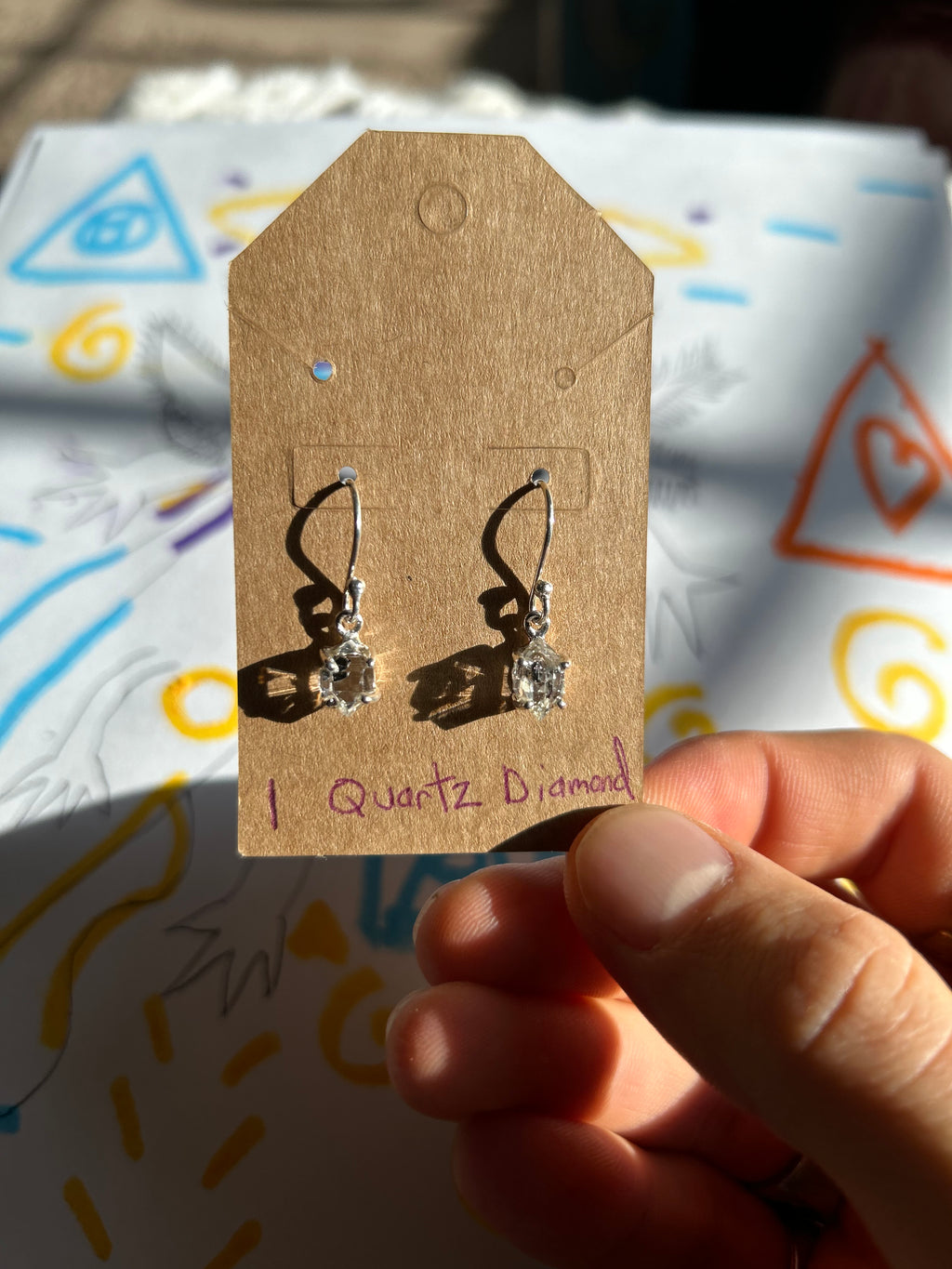 Authentic Quartz Diamond Earrings .925 Silver