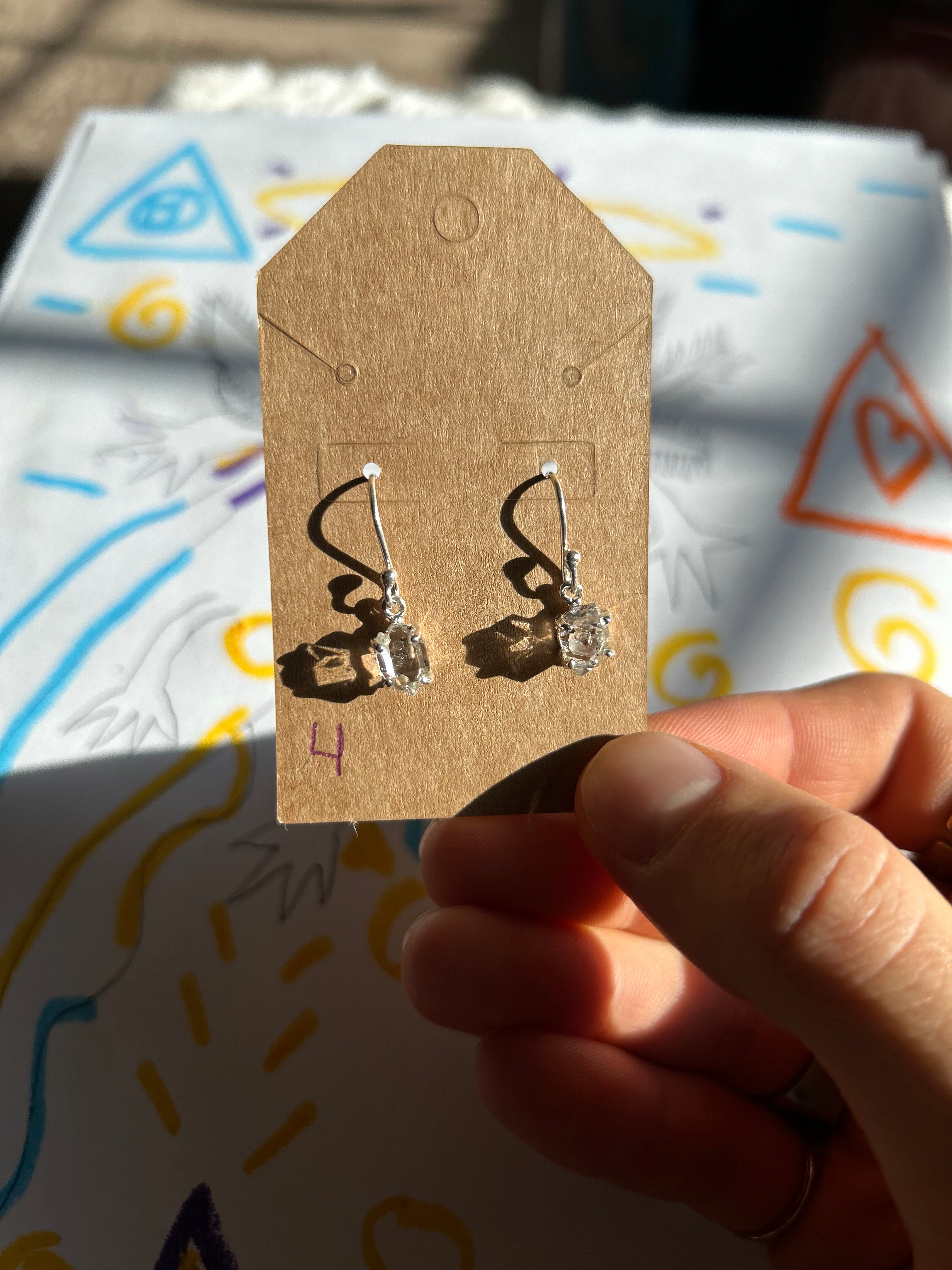 Authentic Quartz Diamond Earrings .925 Silver