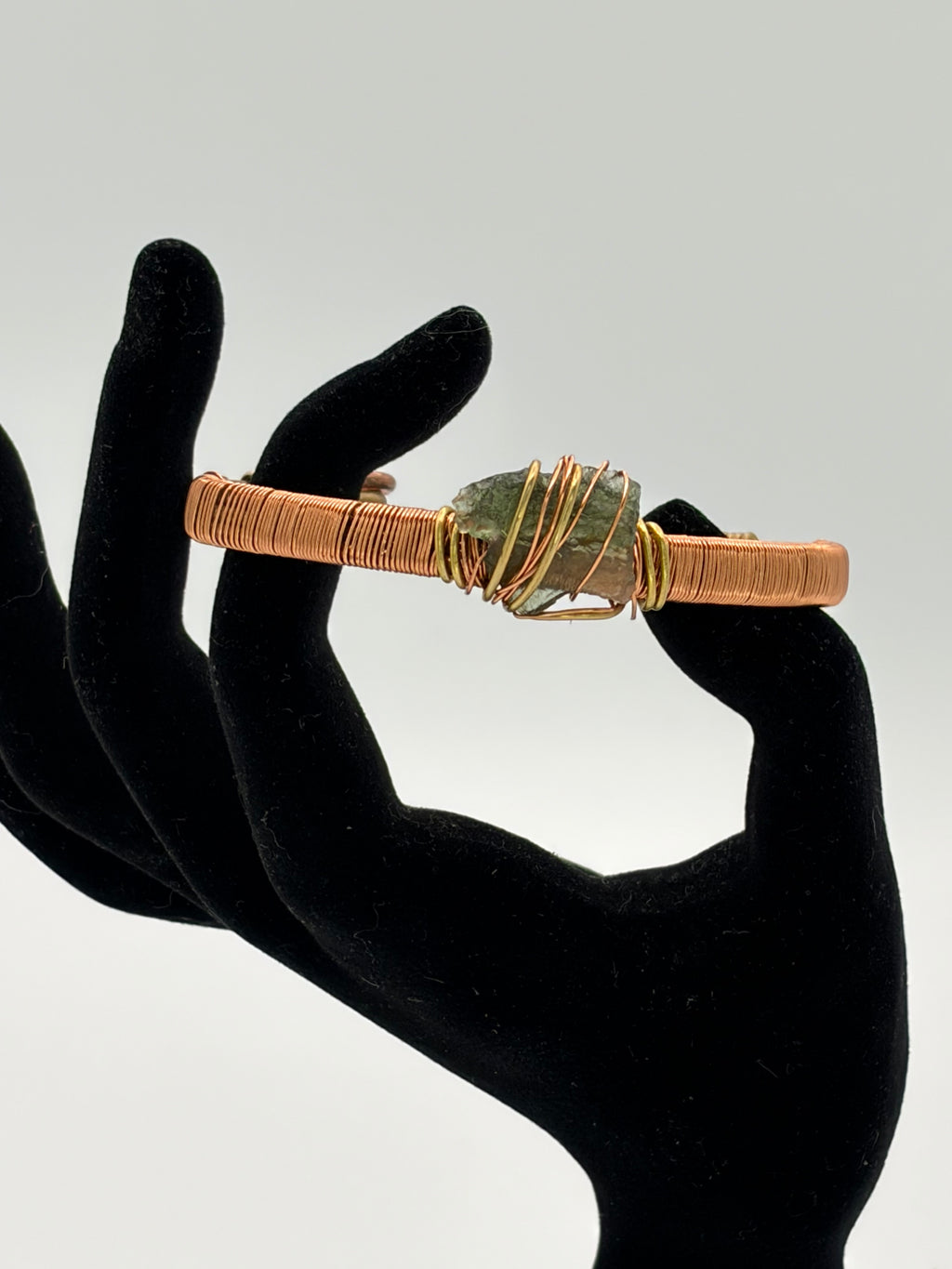 Handmade Copper-Brass Bracelet with Moldavite