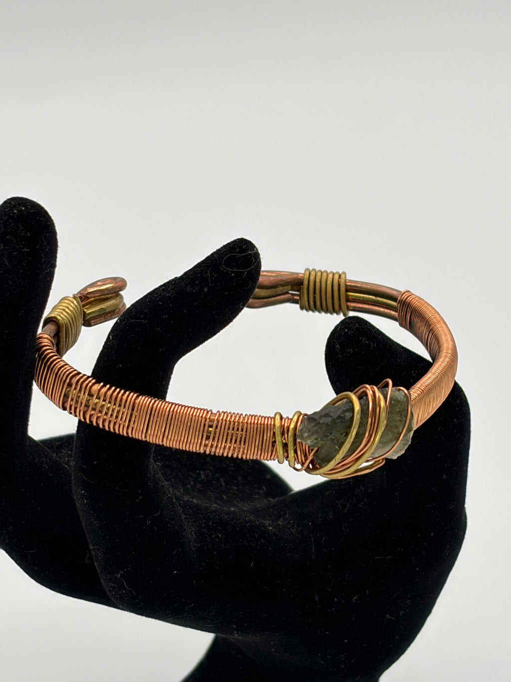Handmade Copper-Brass Bracelet with Moldavite