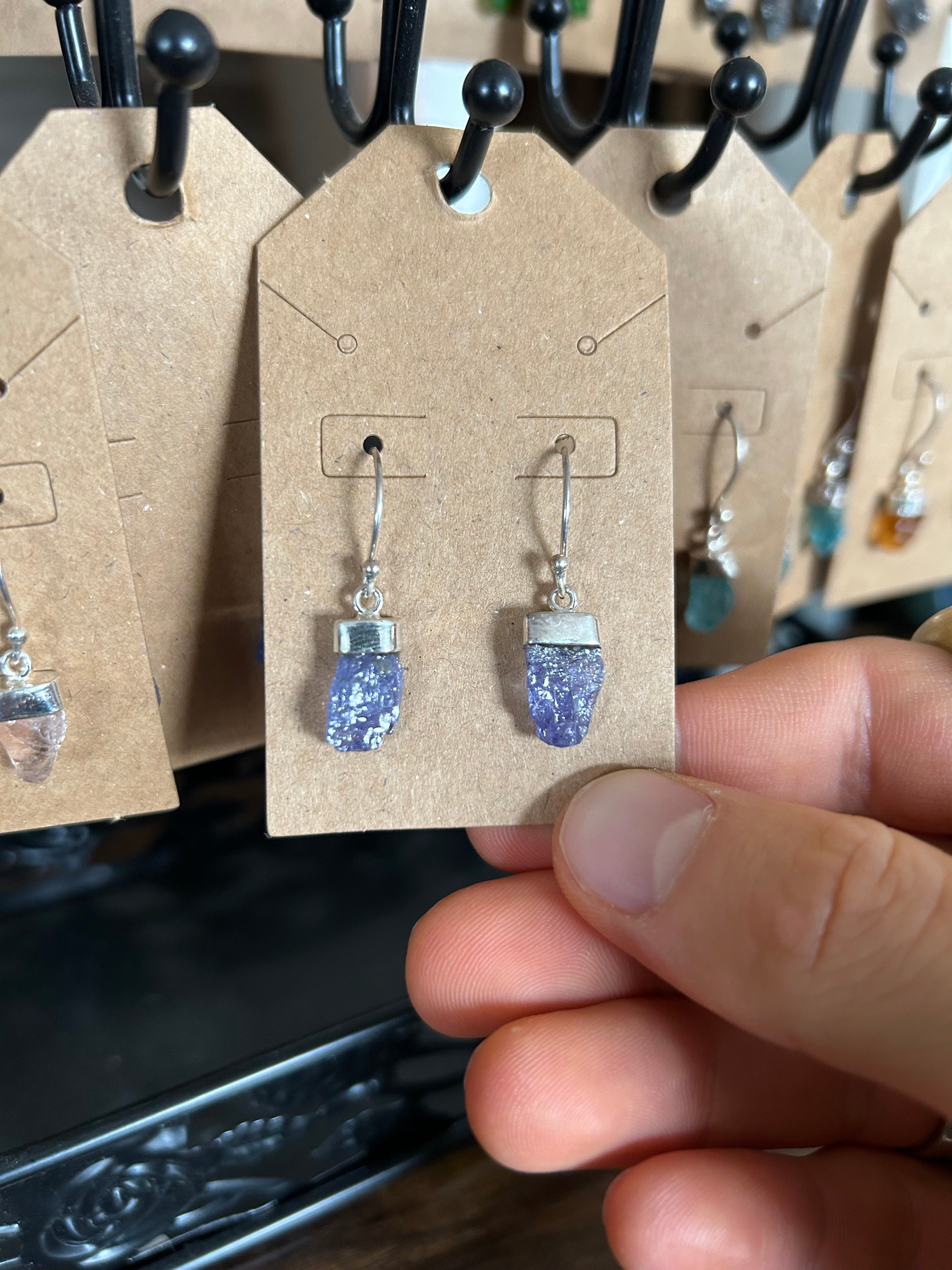 CROWN CHAKRA Authentic Tanzanite Crystal .925 Sterling Silver Earrings