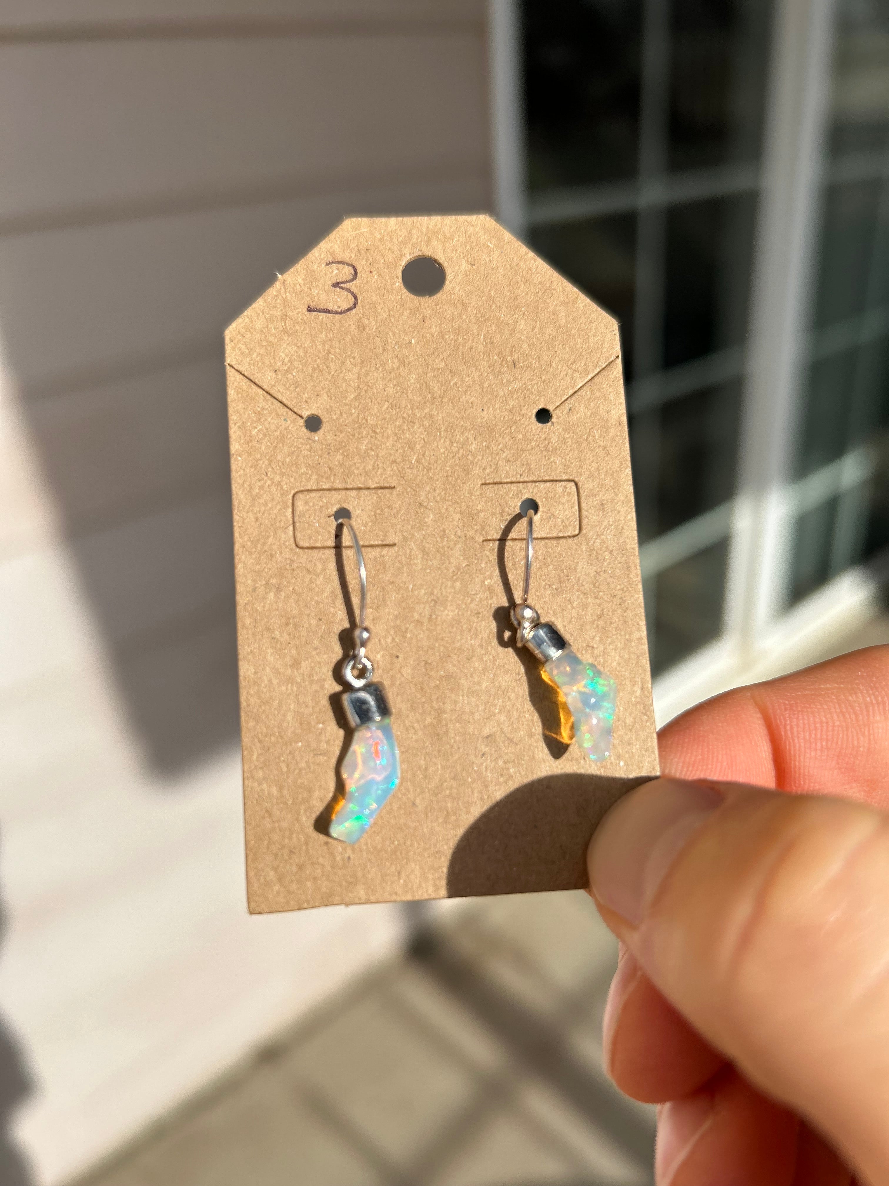 Authentic Ethiopian Opal Earrings .925 Sterling Silver