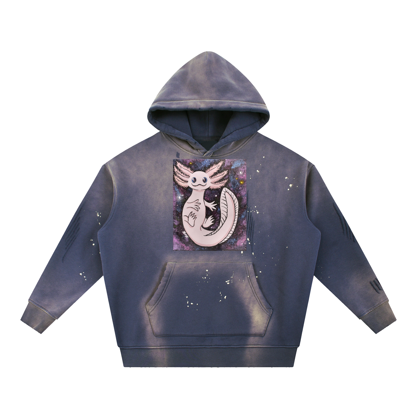Axolotl Vintage Washed Frayed Fleece Hoodie