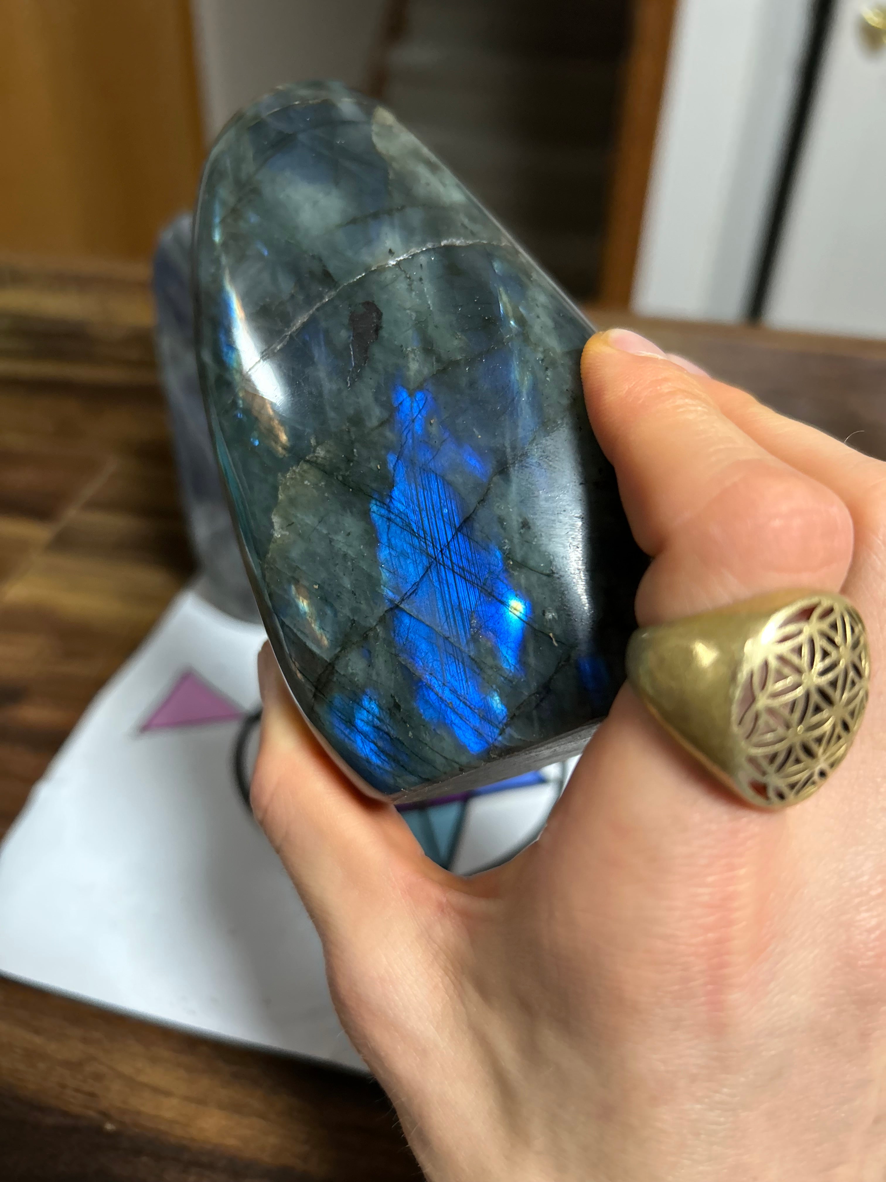 BRIGHT Blue Yellow Labradorite Free Form from Madagascar