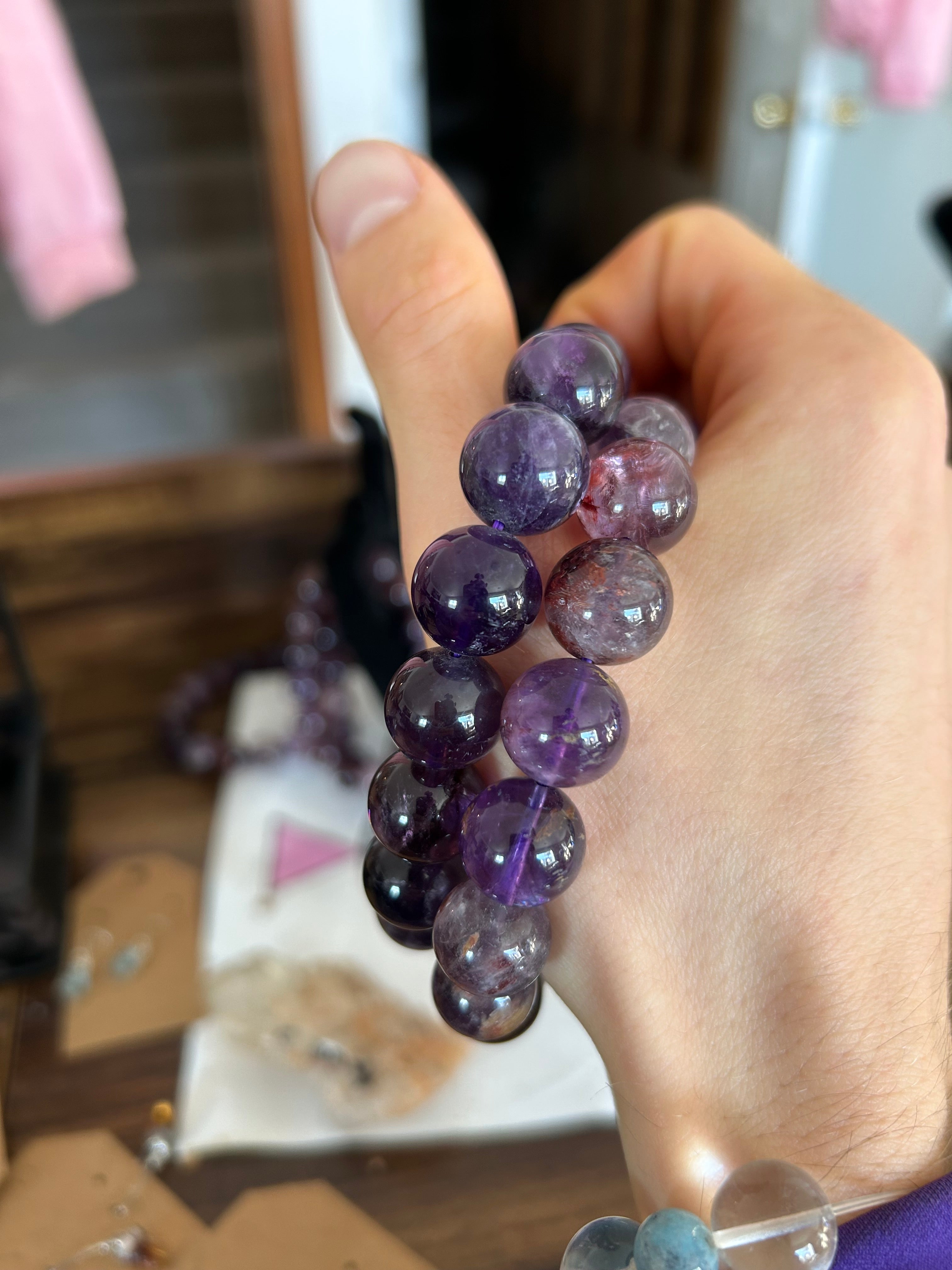 Stunning Amethyst Lodolite Crystal Bracelet