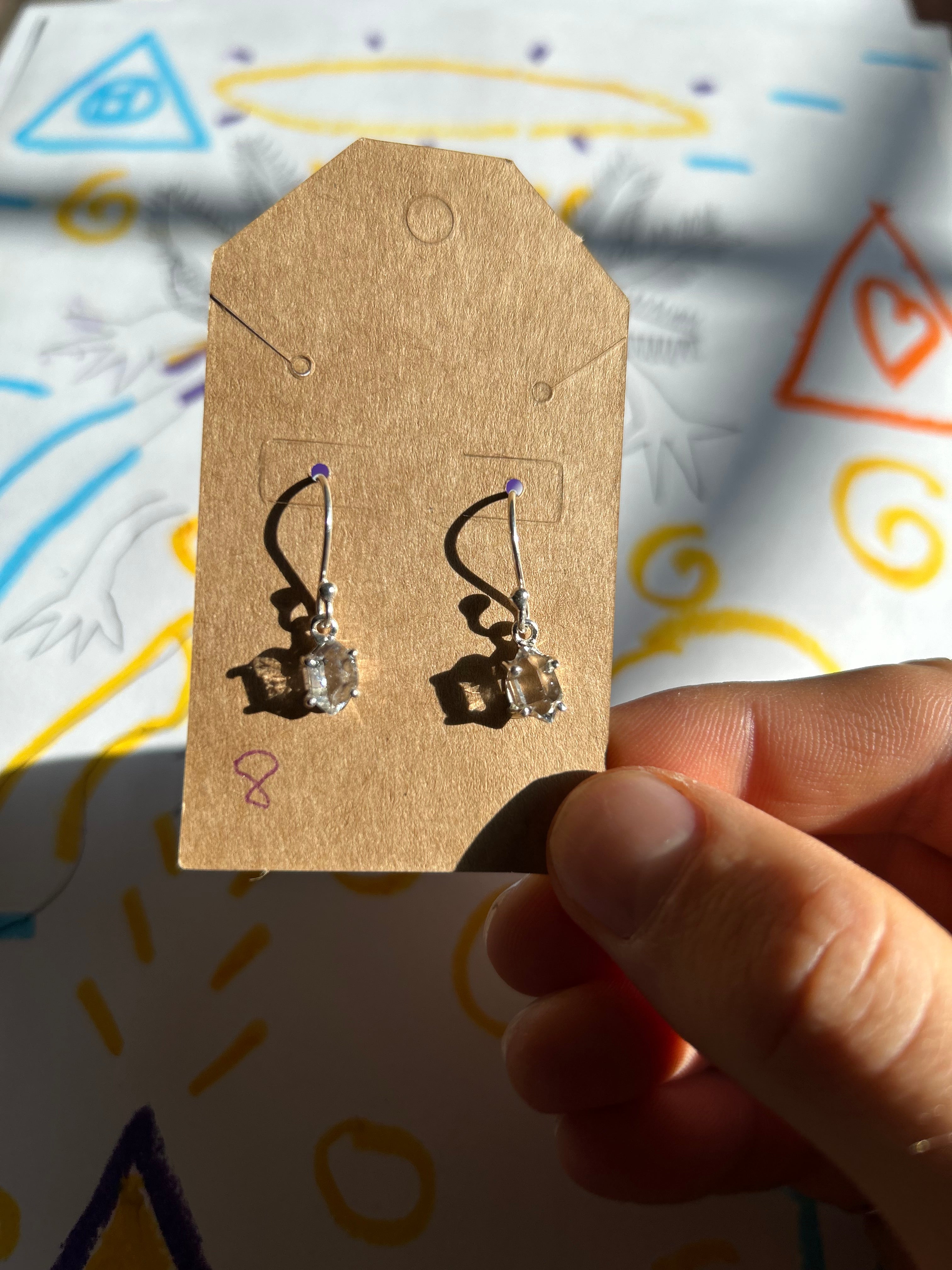 Authentic Quartz Diamond Earrings .925 Silver