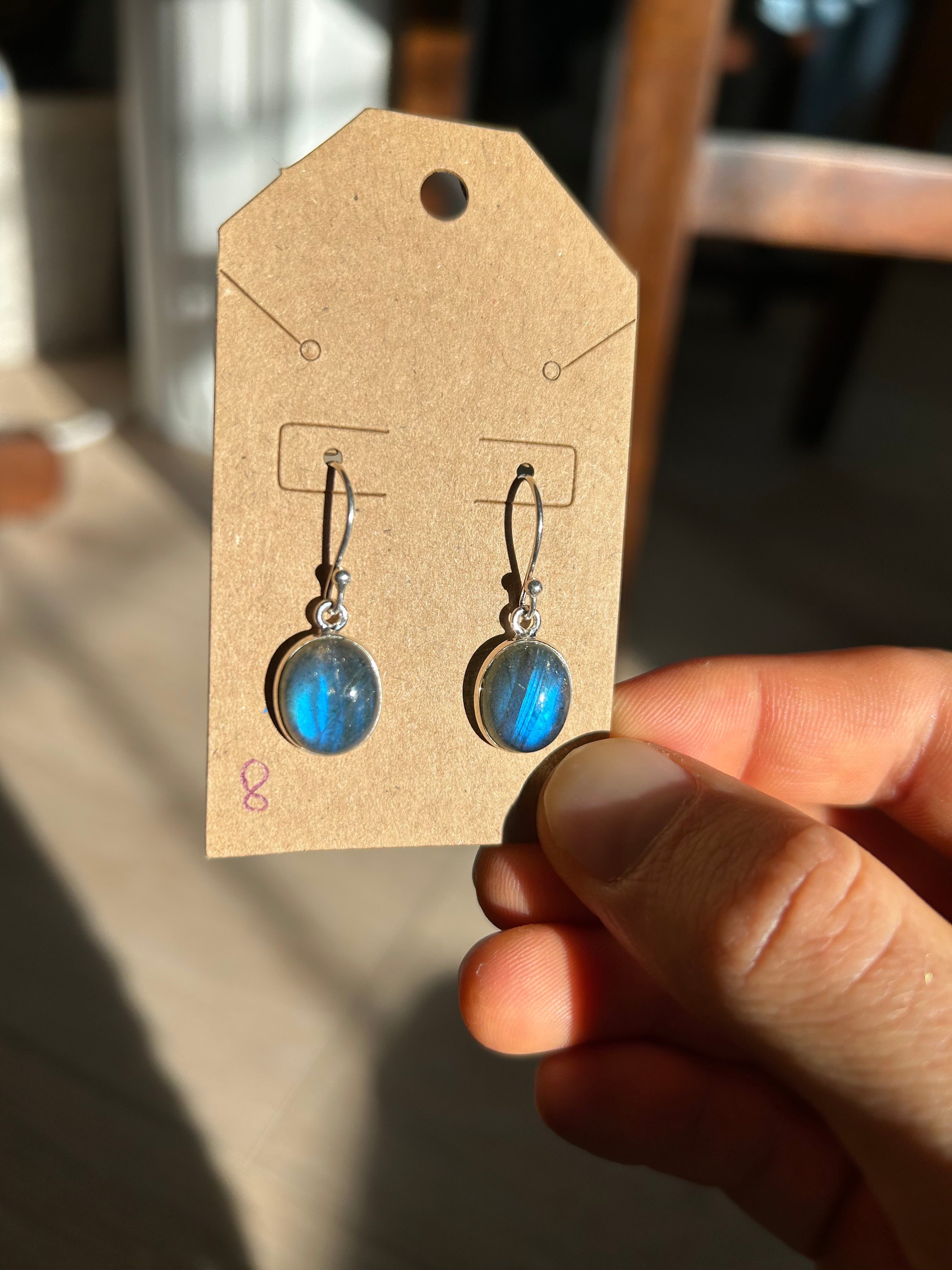 Authentic STUNNING Labradorite Earrings .925 Silver