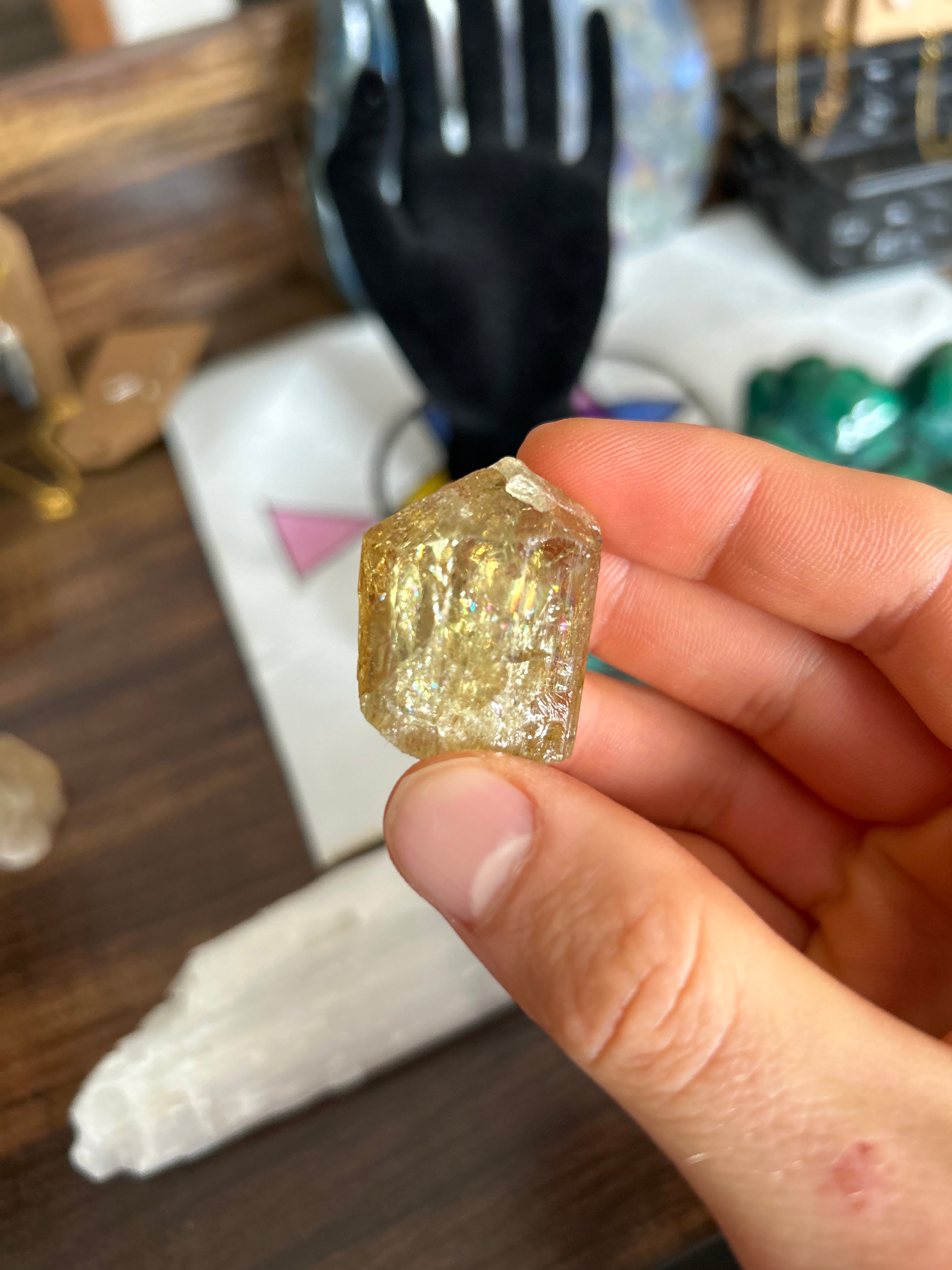 RAINBOW Golden Green Apatite Crystal Adjustable Necklace