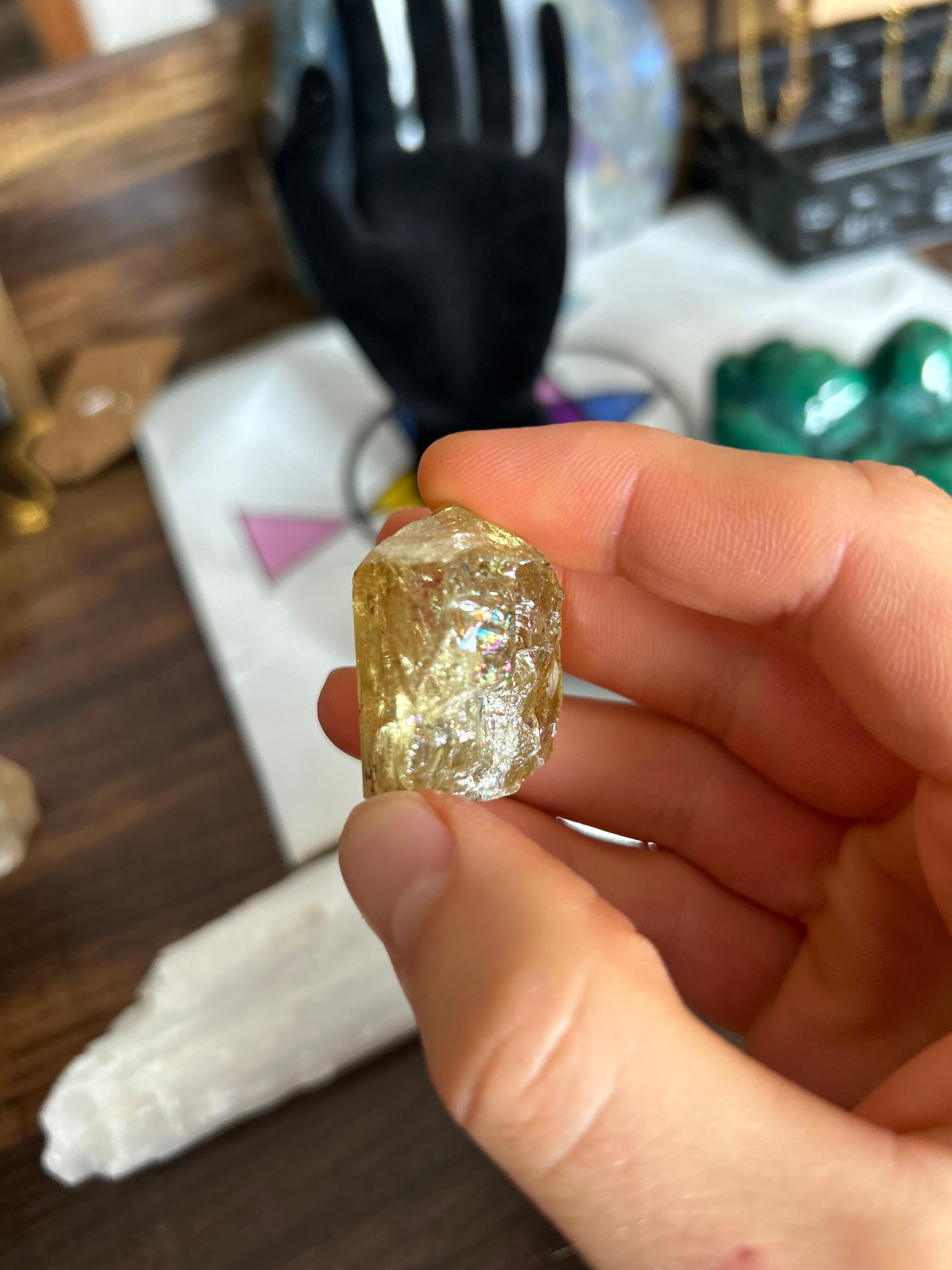 RAINBOW Golden Green Apatite Crystal Adjustable Necklace
