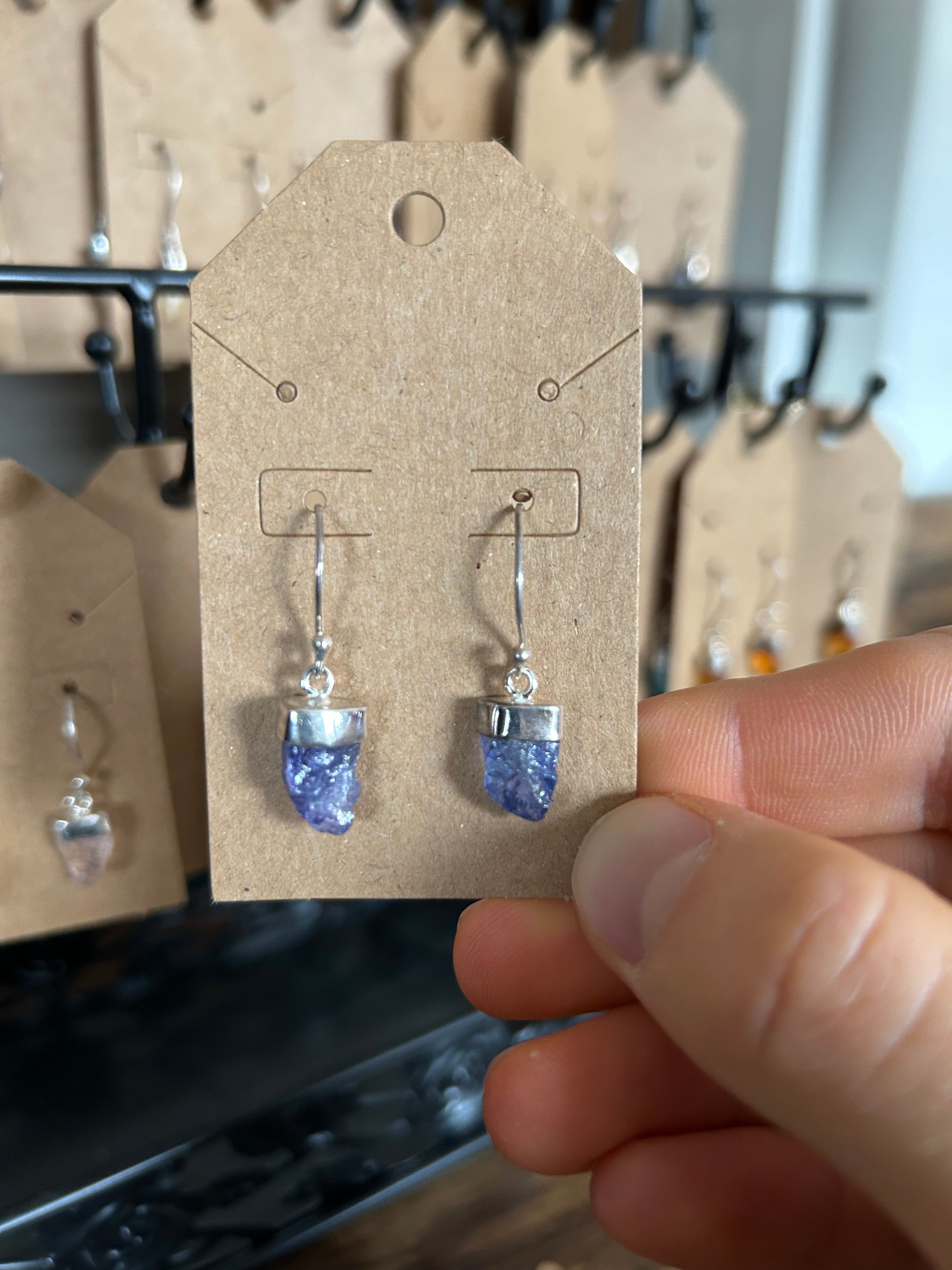 CROWN CHAKRA Authentic Tanzanite Crystal .925 Sterling Silver Earrings