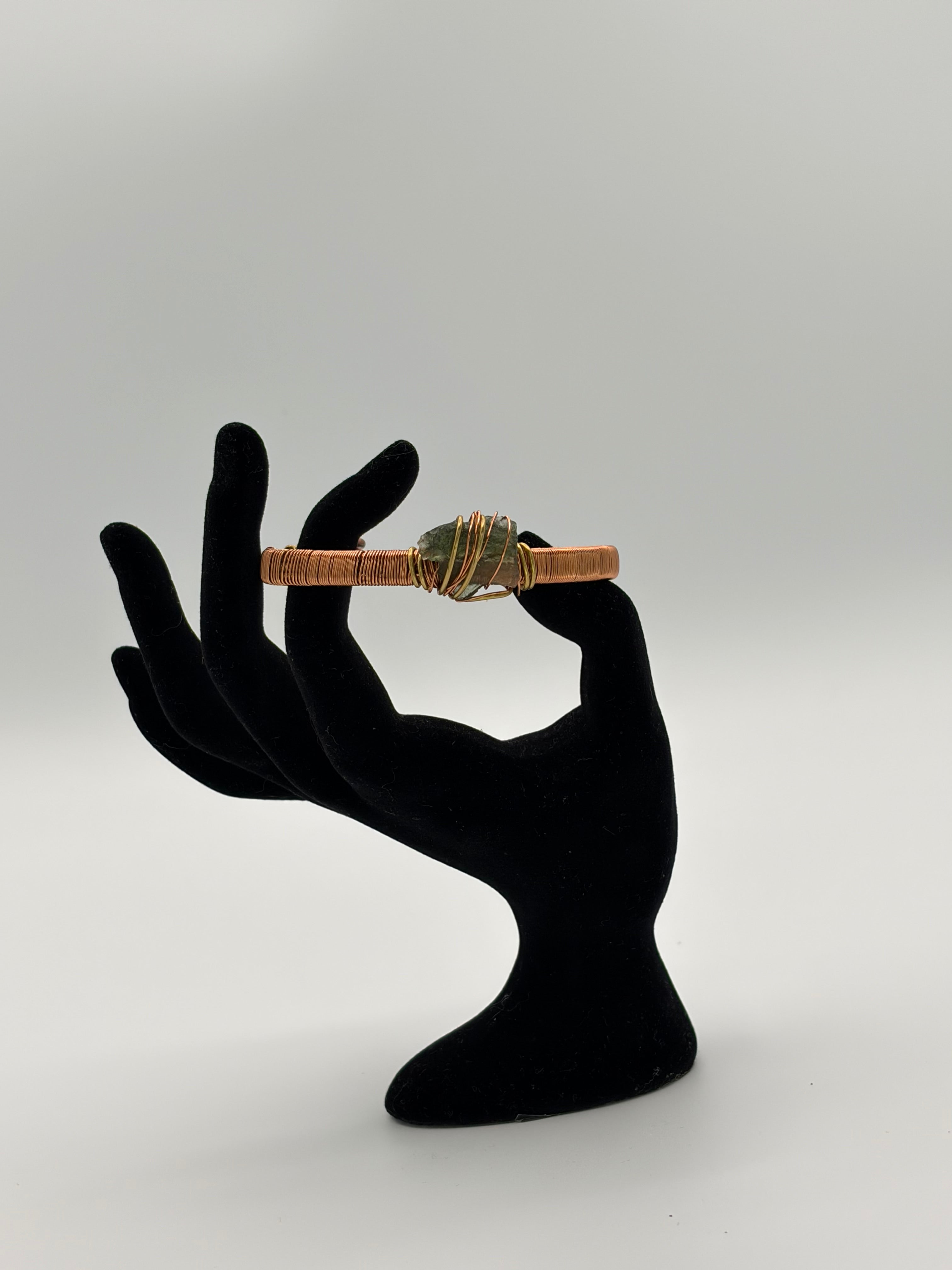 Handmade Copper-Brass Bracelet with Moldavite