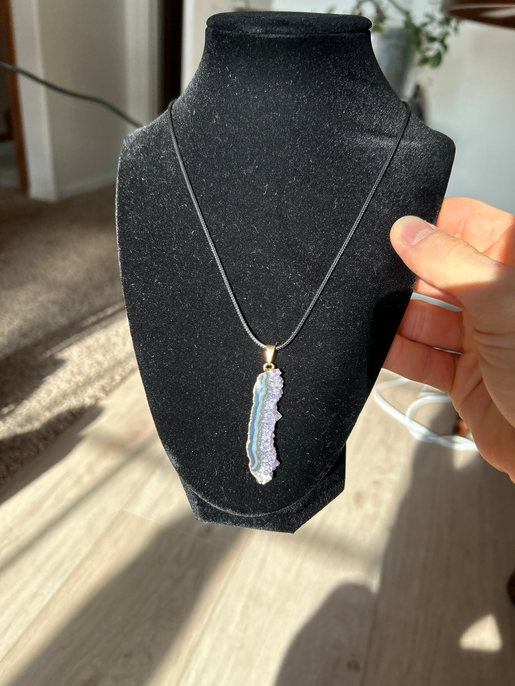 Uruguayan Amethyst Stalactite Slice Crystal Pendant with Necklace (8)