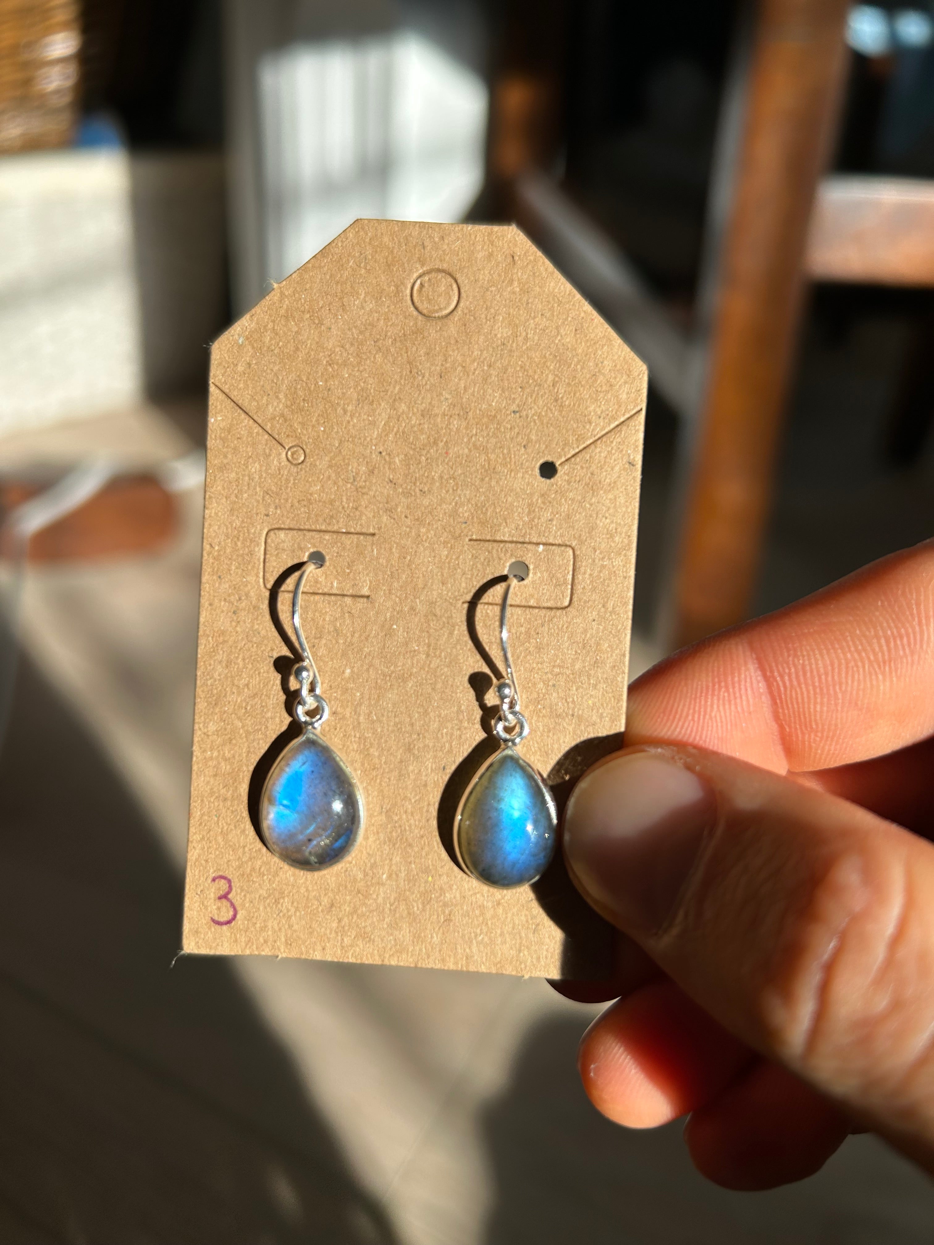 Authentic STUNNING Labradorite Earrings .925 Silver