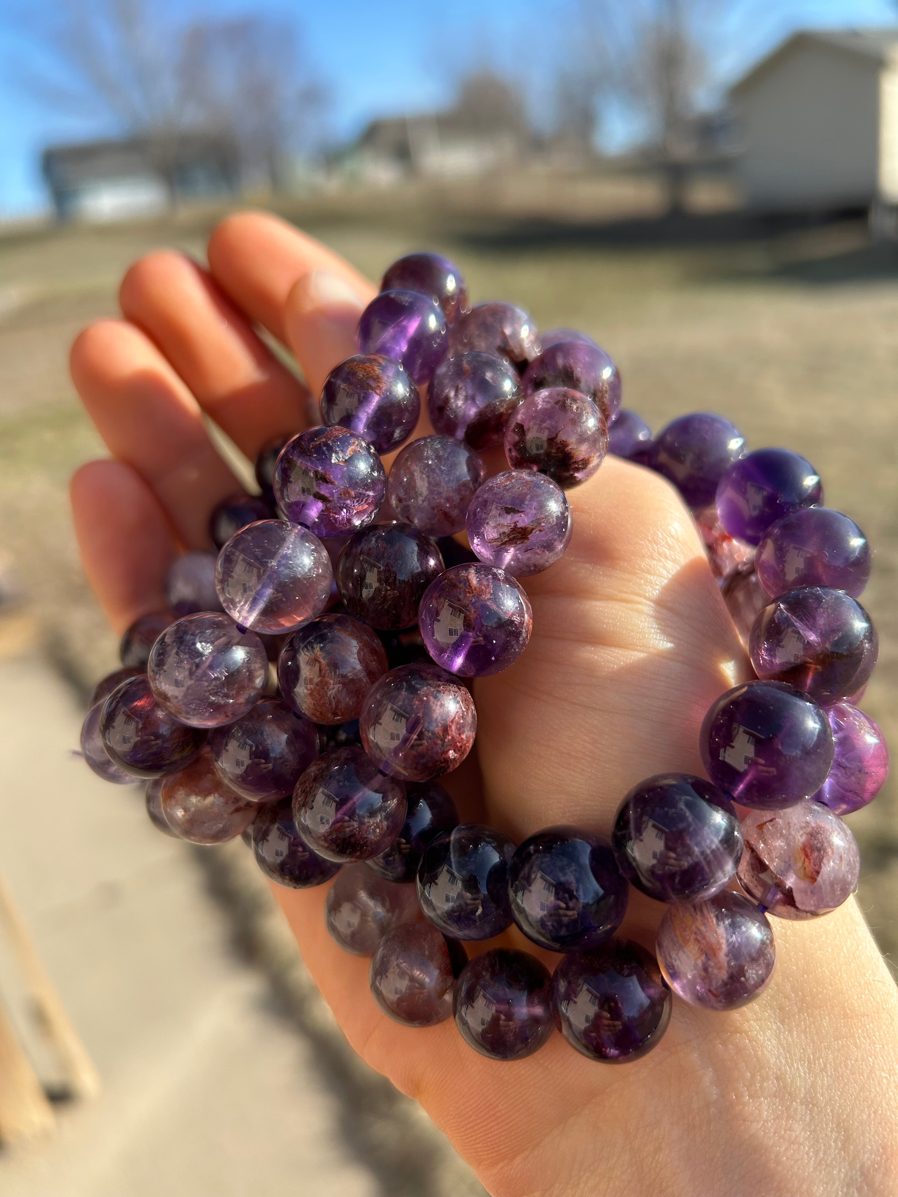 Stunning Amethyst Lodolite Crystal Bracelet