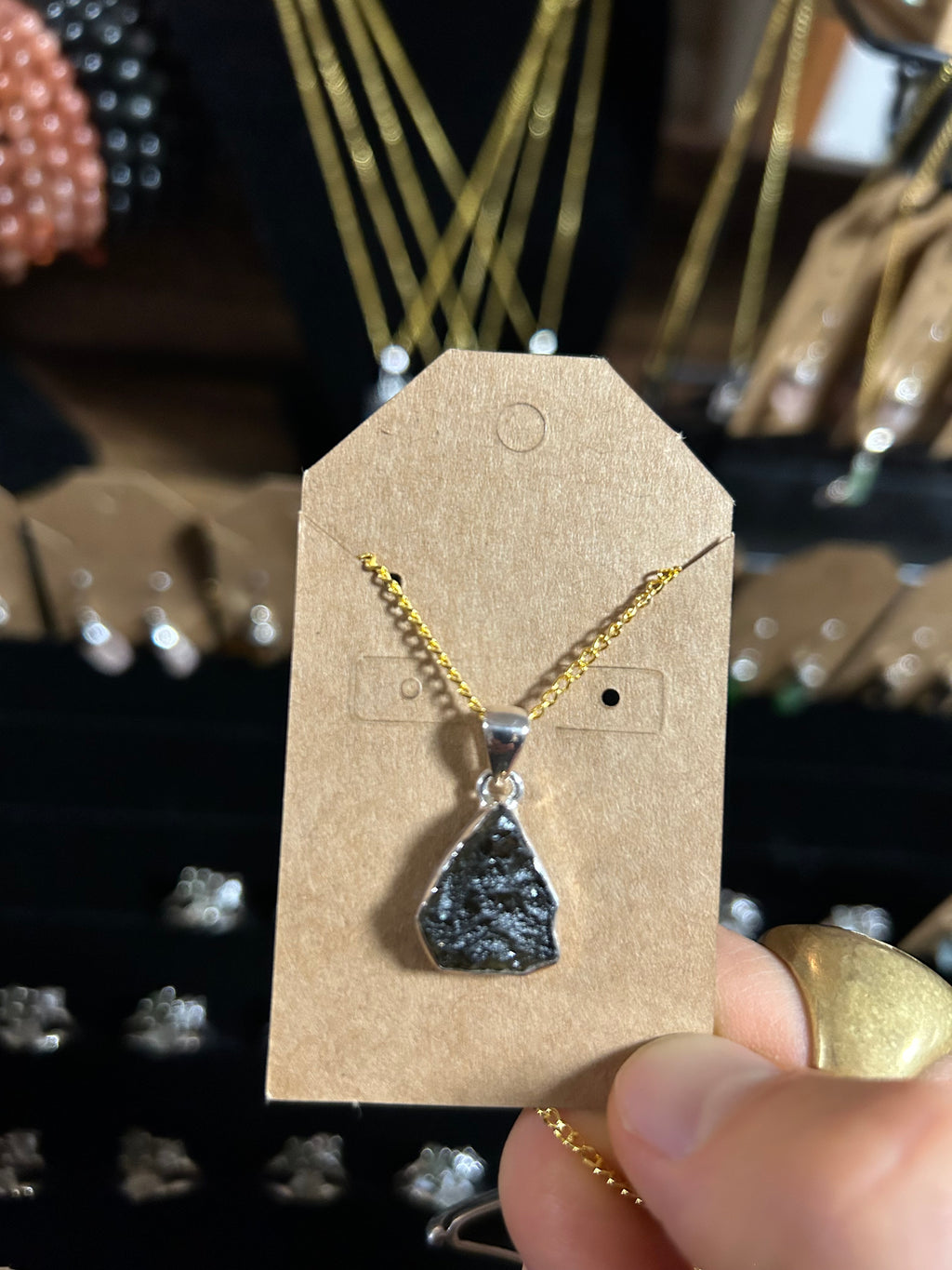 Moldavite Pendant Necklace .925 Silver