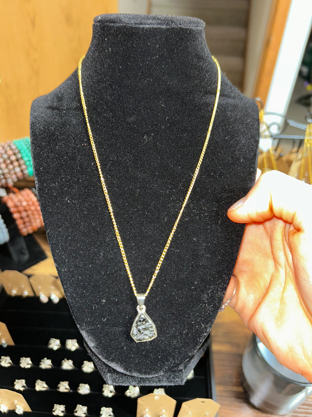 Moldavite Pendant Necklace .925 Silver