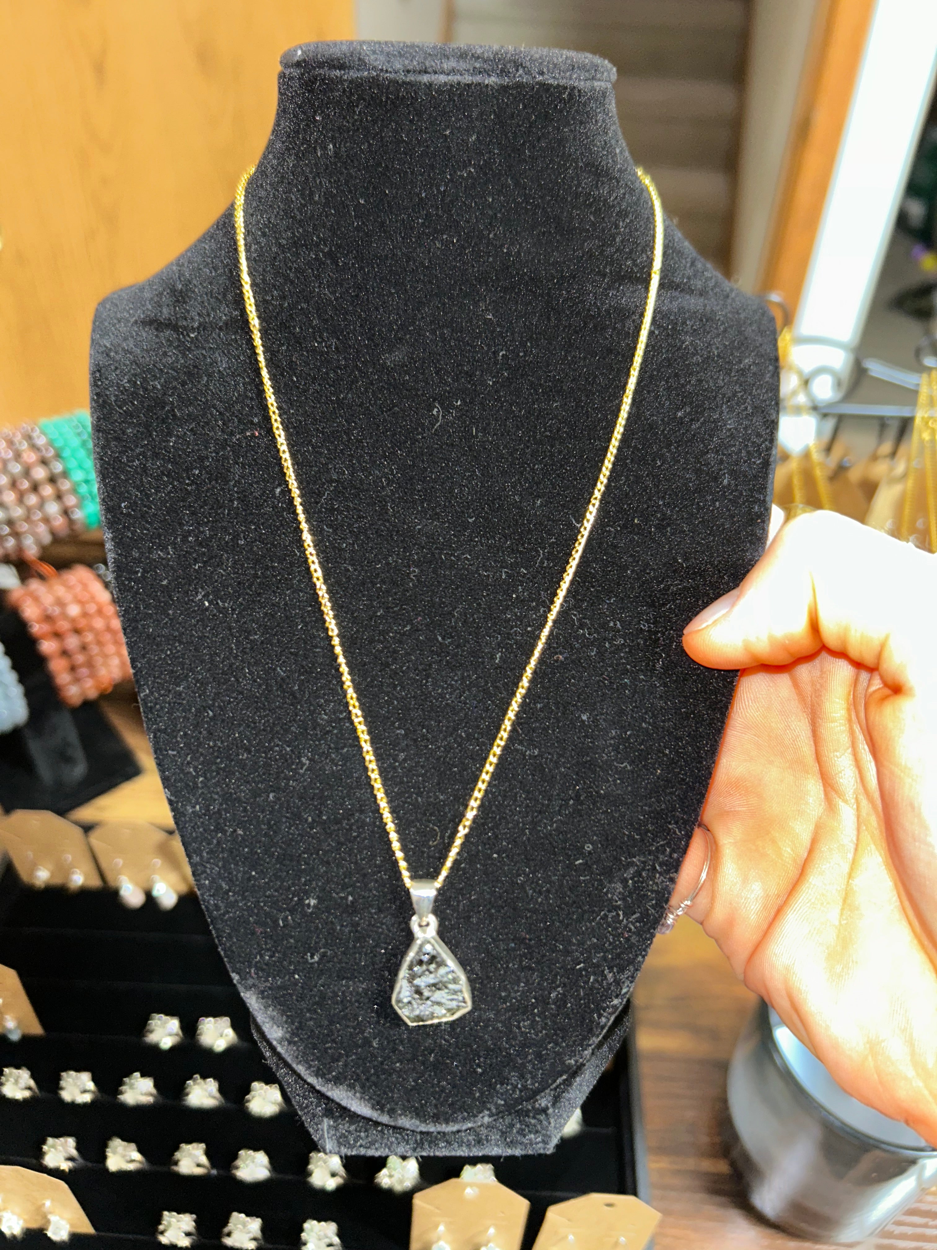 Moldavite Pendant Necklace .925 Silver