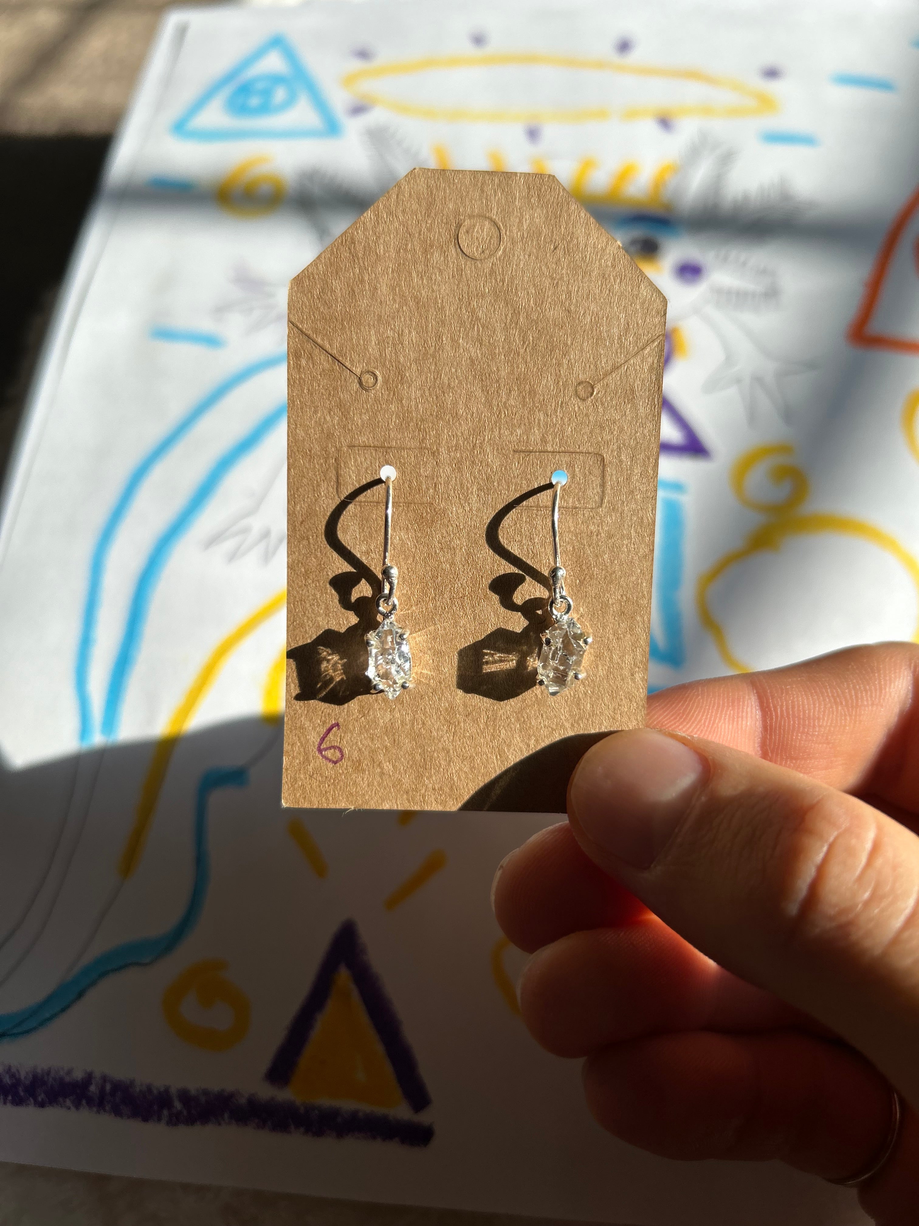 Authentic Quartz Diamond Earrings .925 Silver