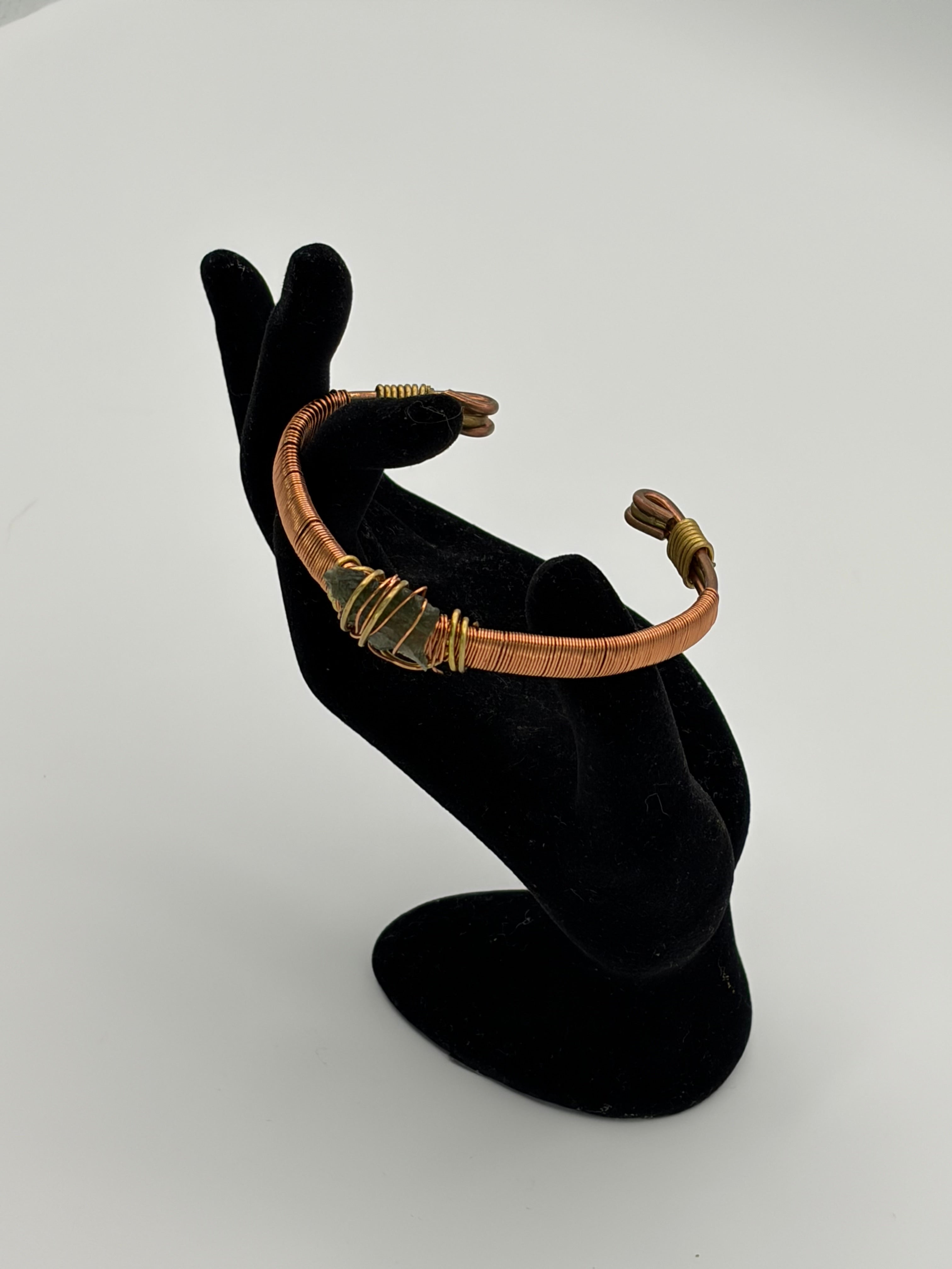 Handmade Copper-Brass Bracelet with Moldavite