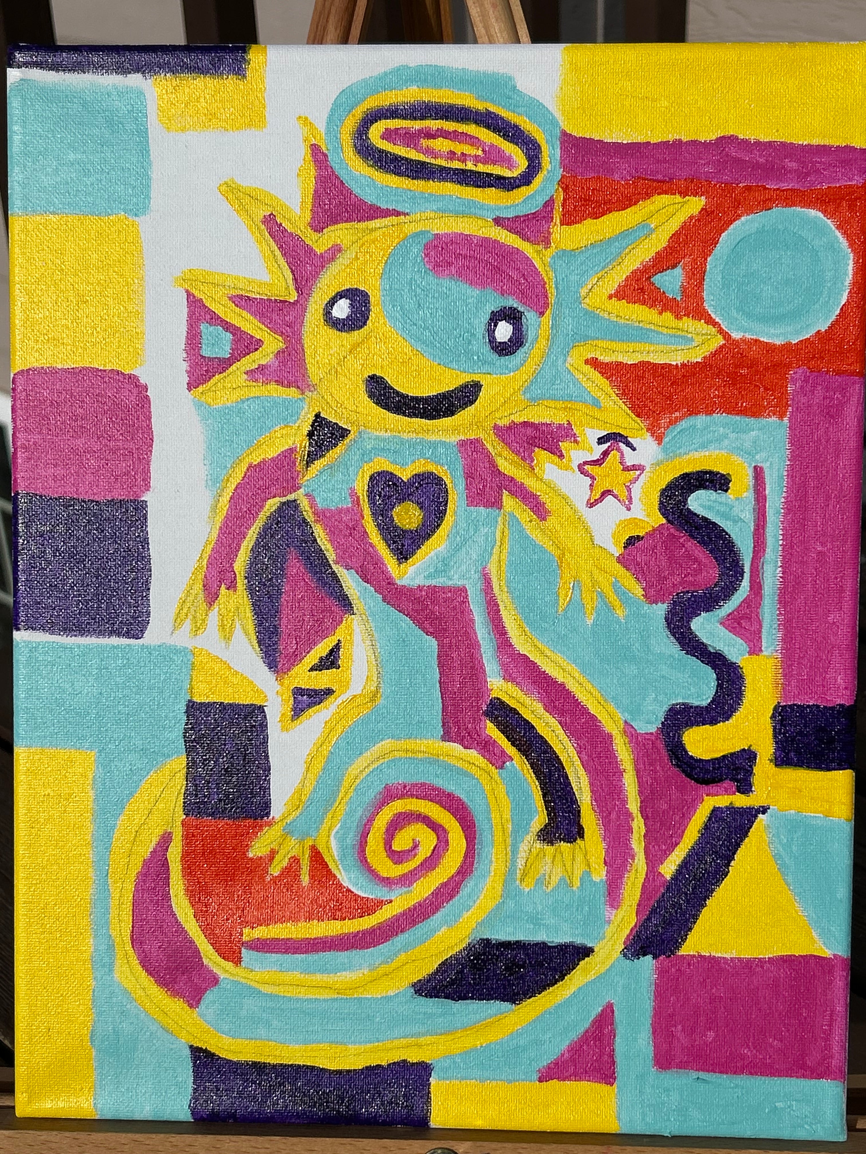 333 Healing Axolotl Original Canvas Painting Art By Arion