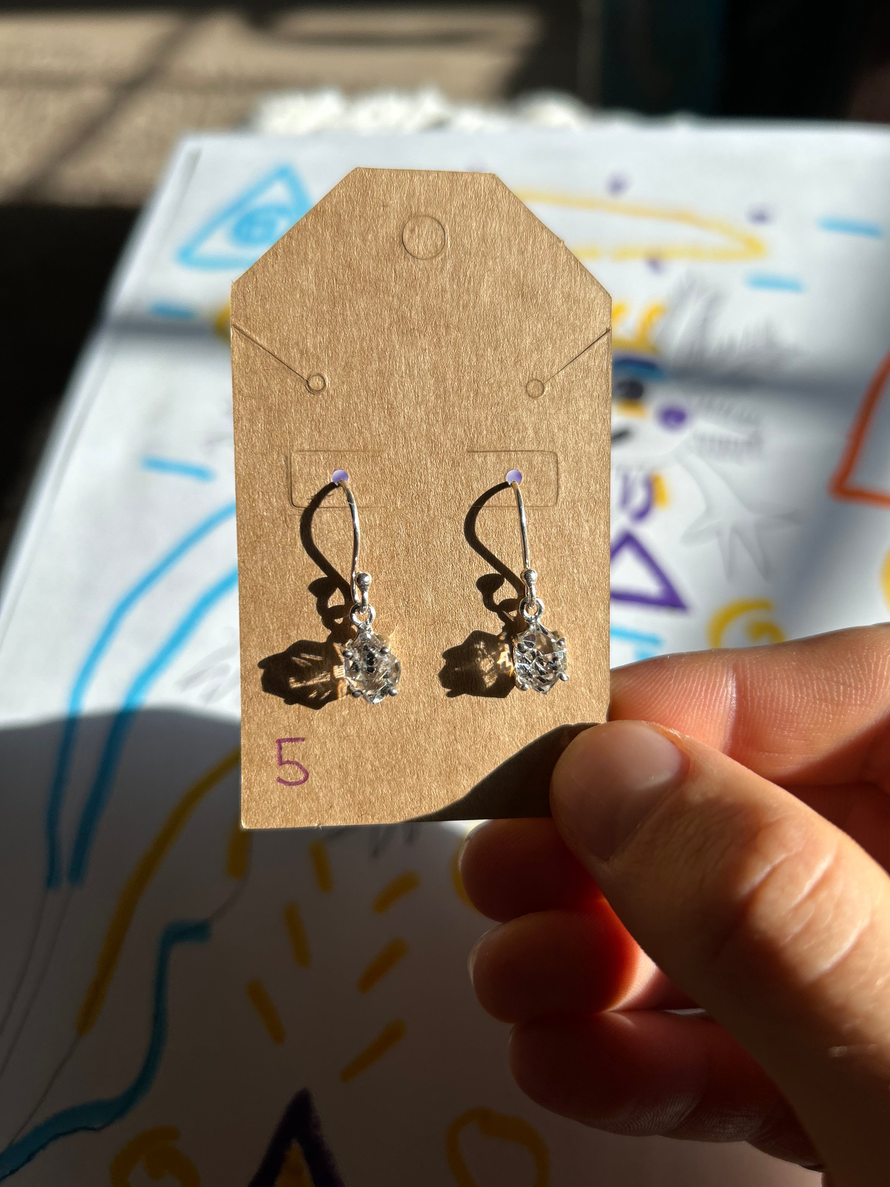 Authentic Quartz Diamond Earrings .925 Silver