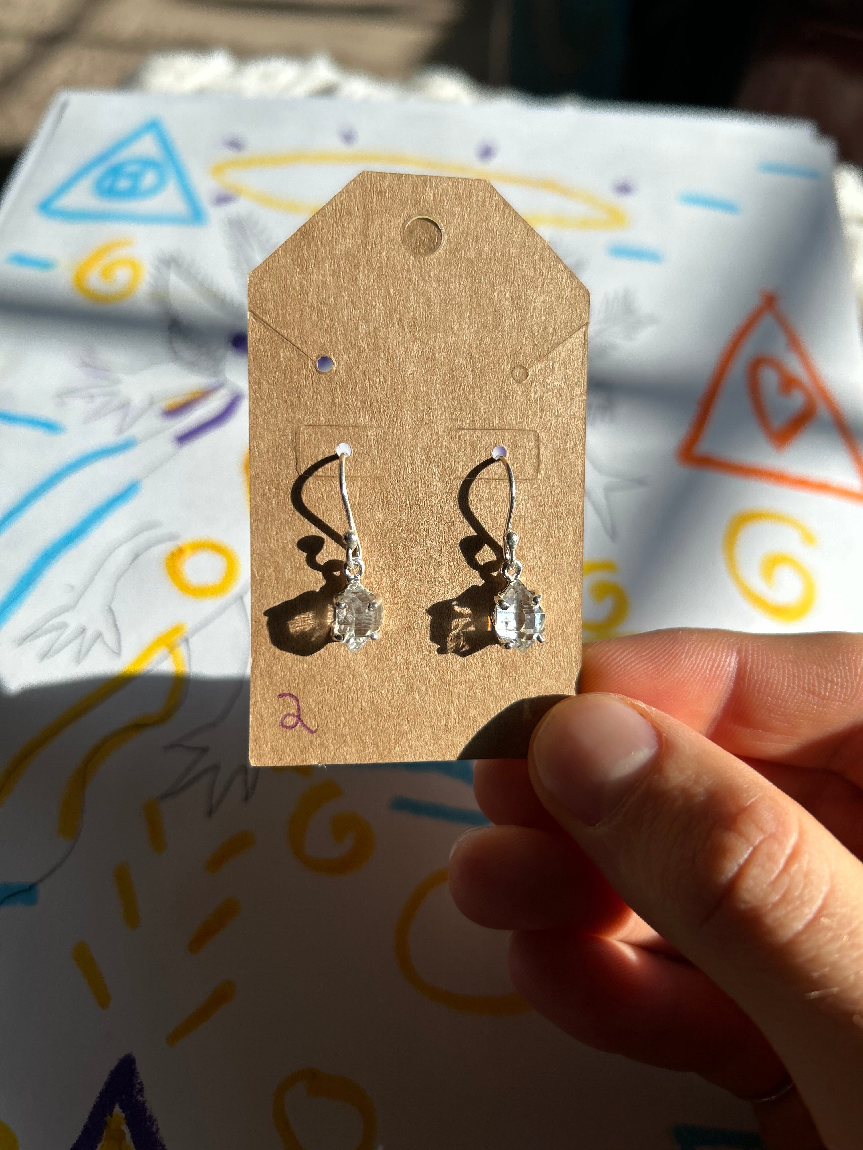 Authentic Quartz Diamond Earrings .925 Silver