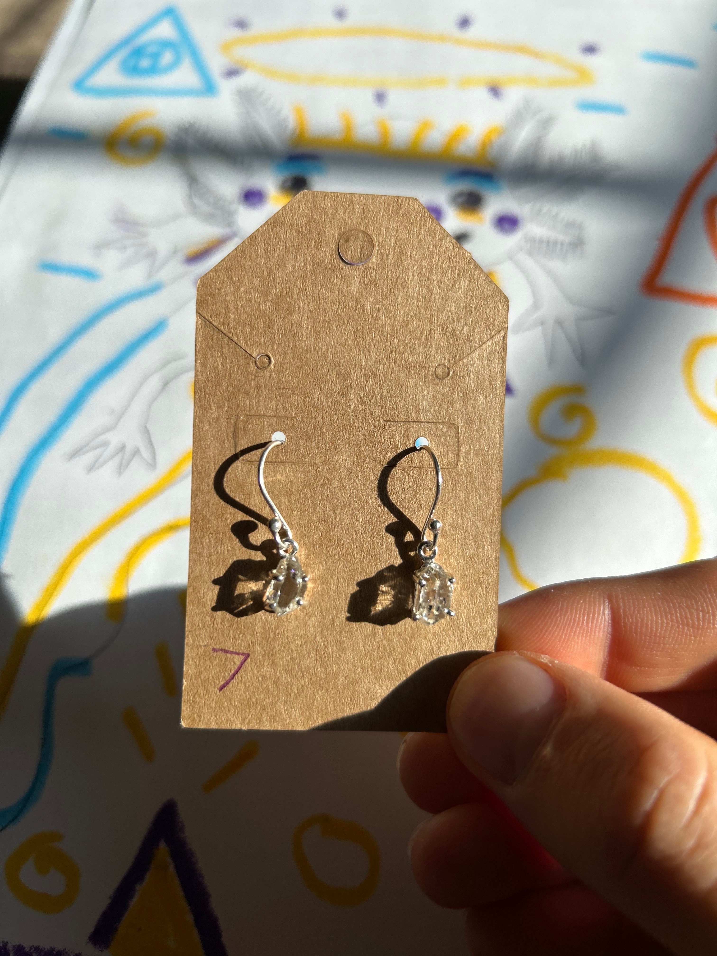 Authentic Quartz Diamond Earrings .925 Silver