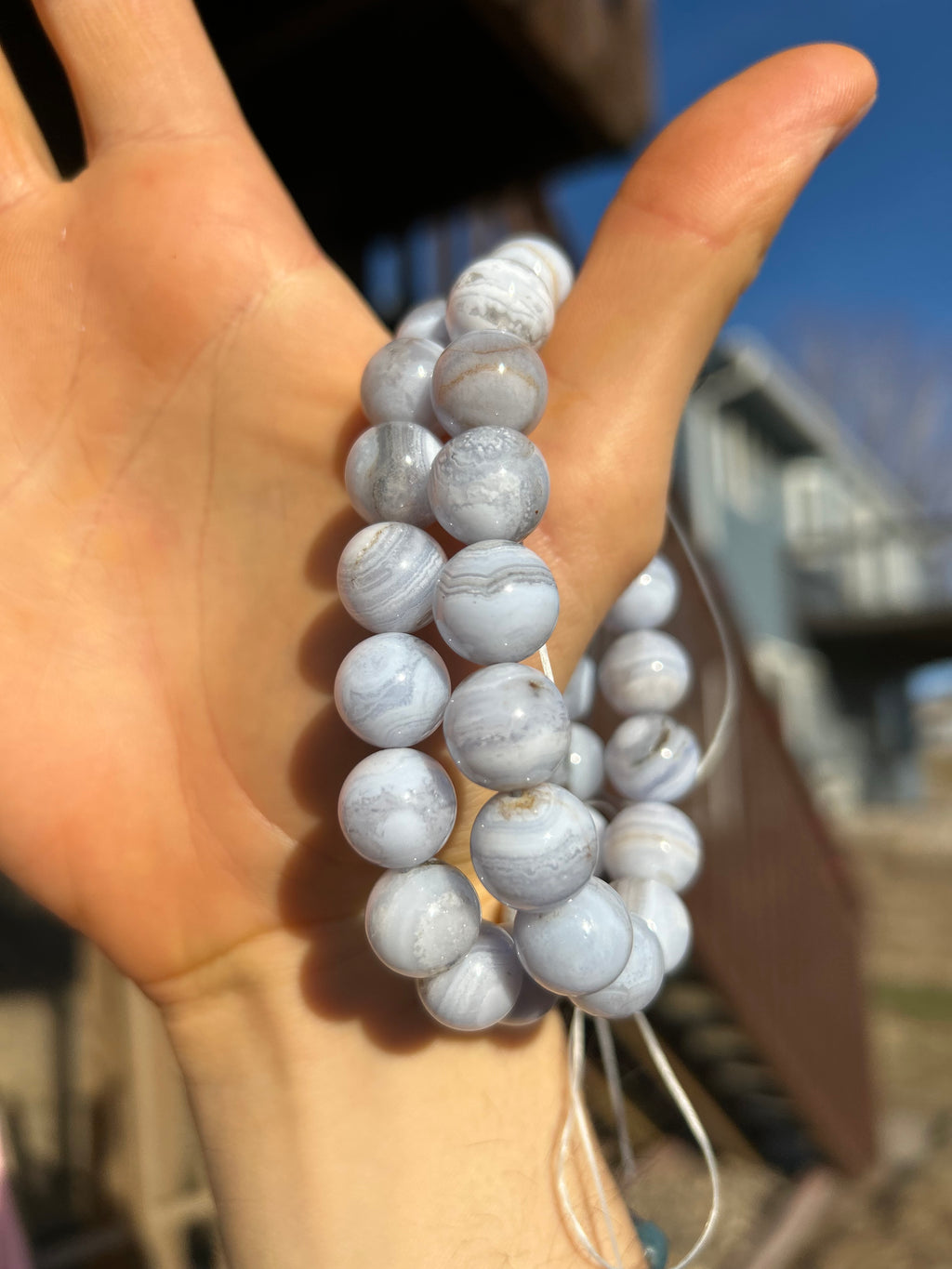 Authentic Blue Lace Agate Crystal Bracelet