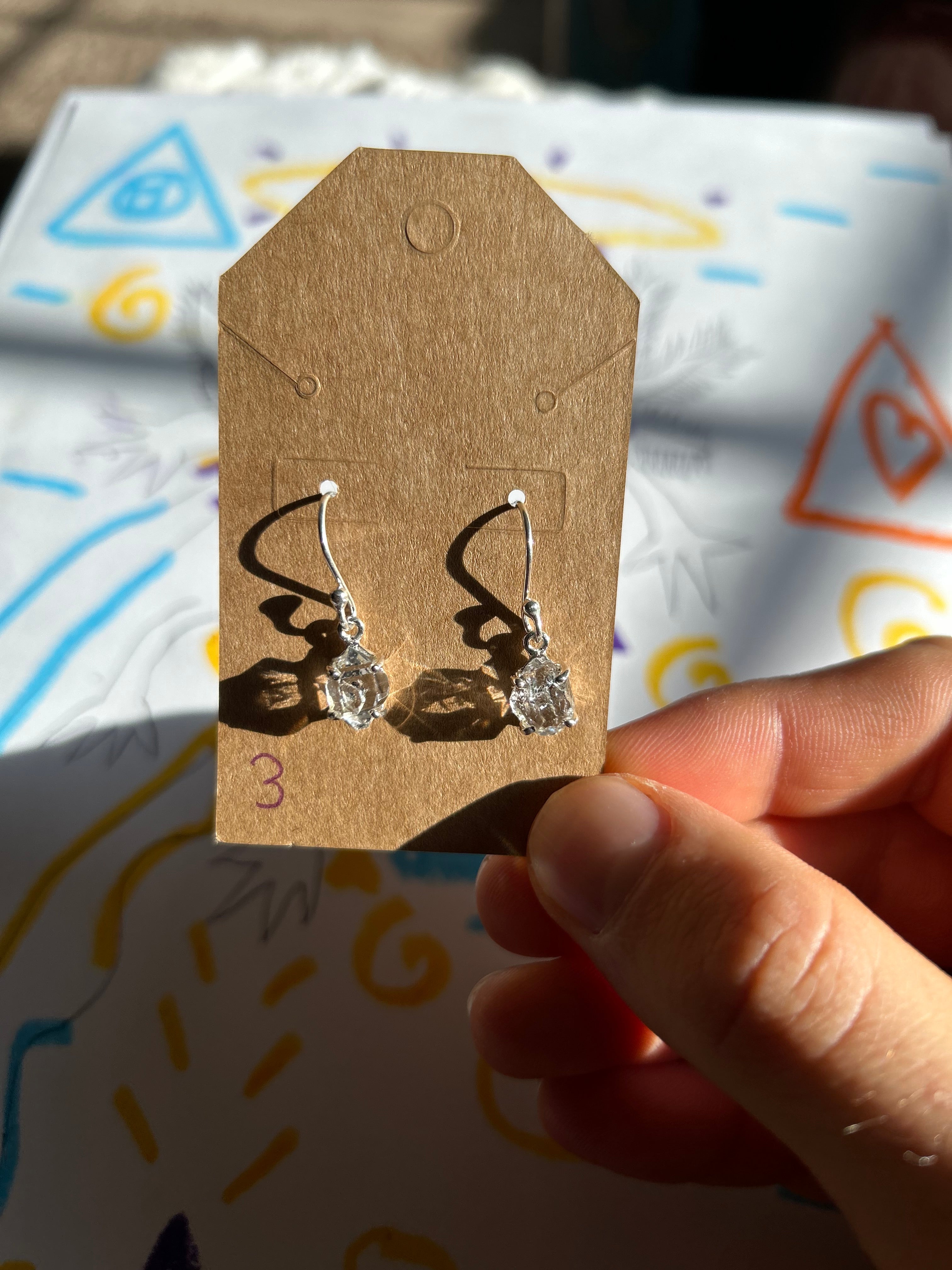 Authentic Quartz Diamond Earrings .925 Silver