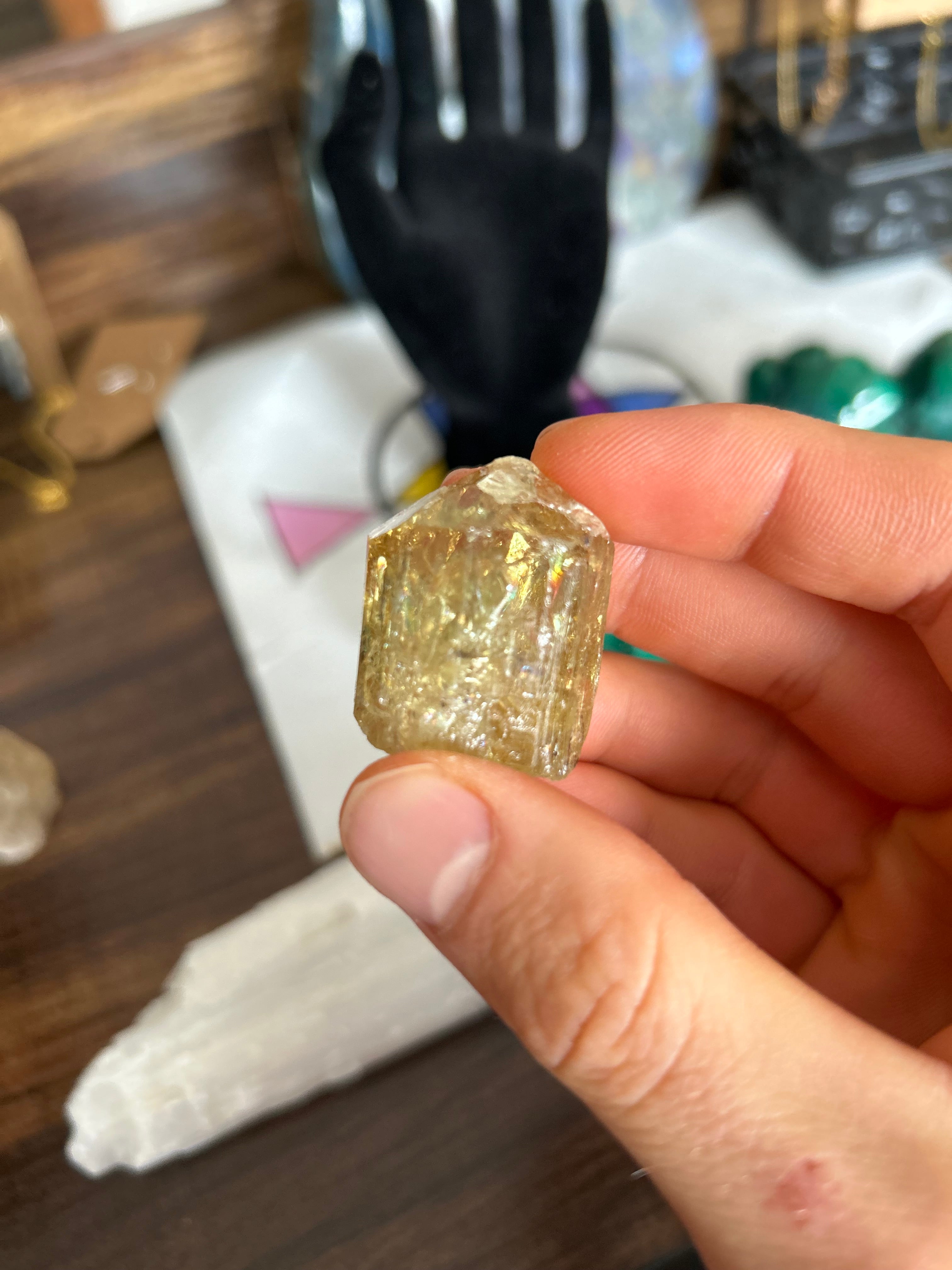 RAINBOW Golden Green Apatite Crystal Adjustable Necklace