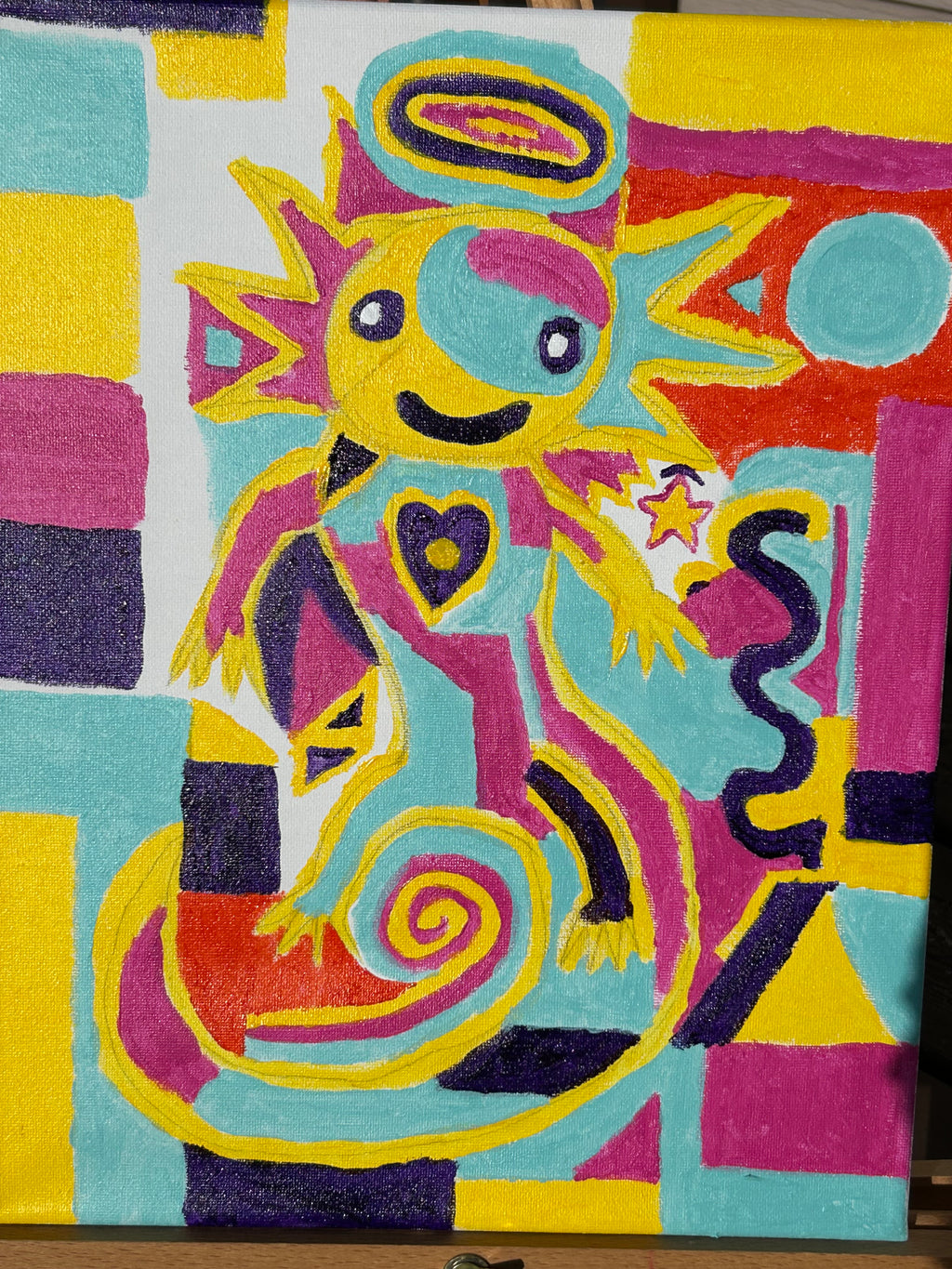 333 Healing Axolotl Original Canvas Painting Art By Arion