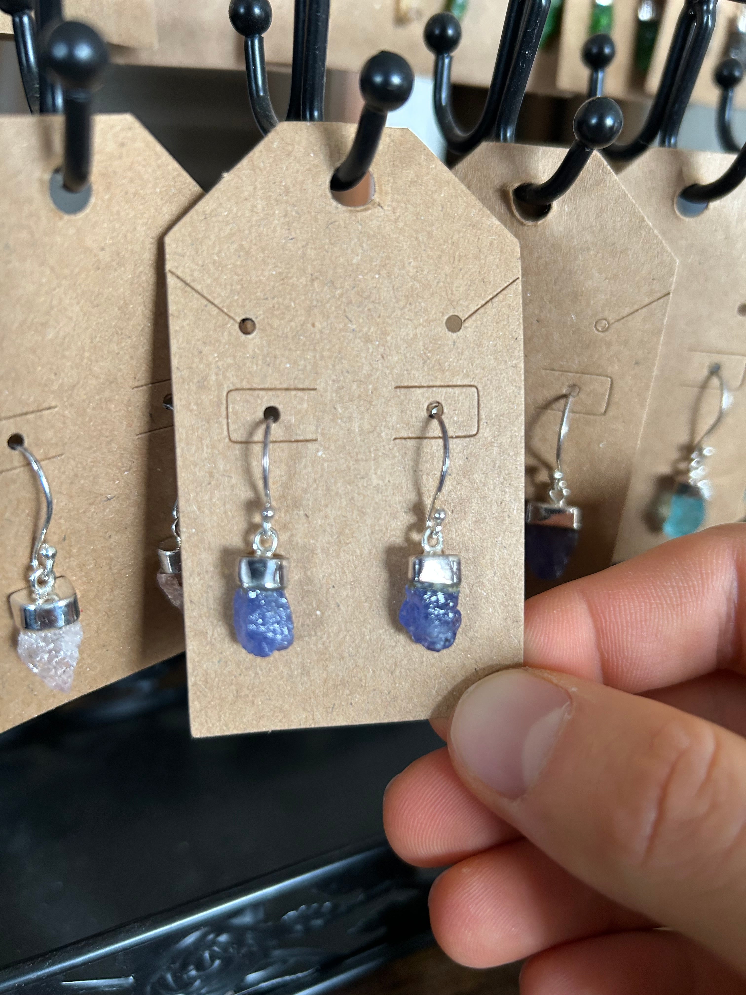 CROWN CHAKRA Authentic Tanzanite Crystal .925 Sterling Silver Earrings