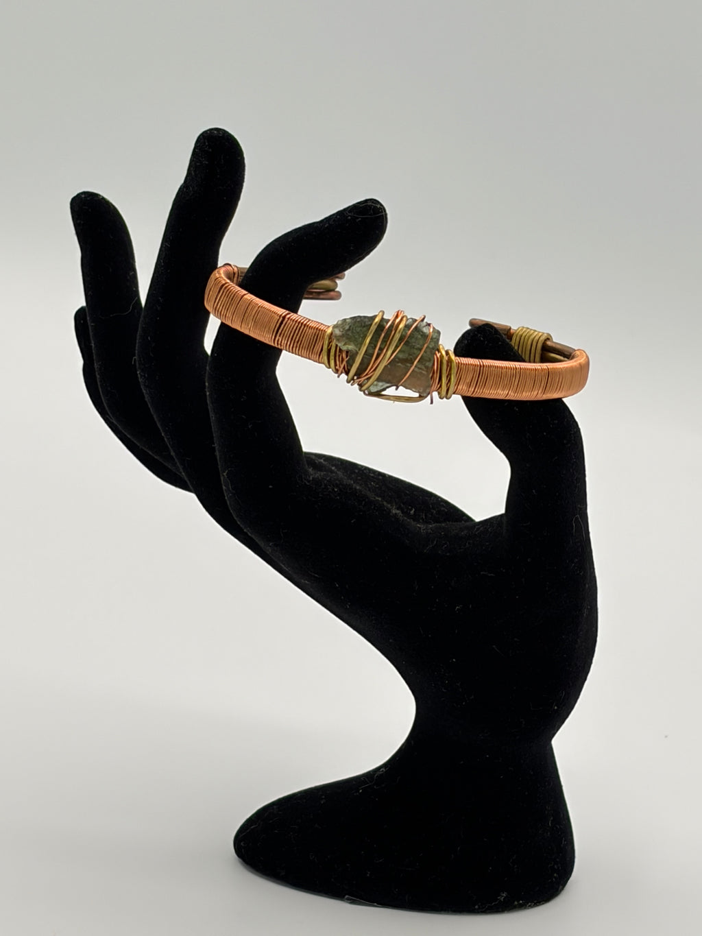 Handmade Copper-Brass Bracelet with Moldavite