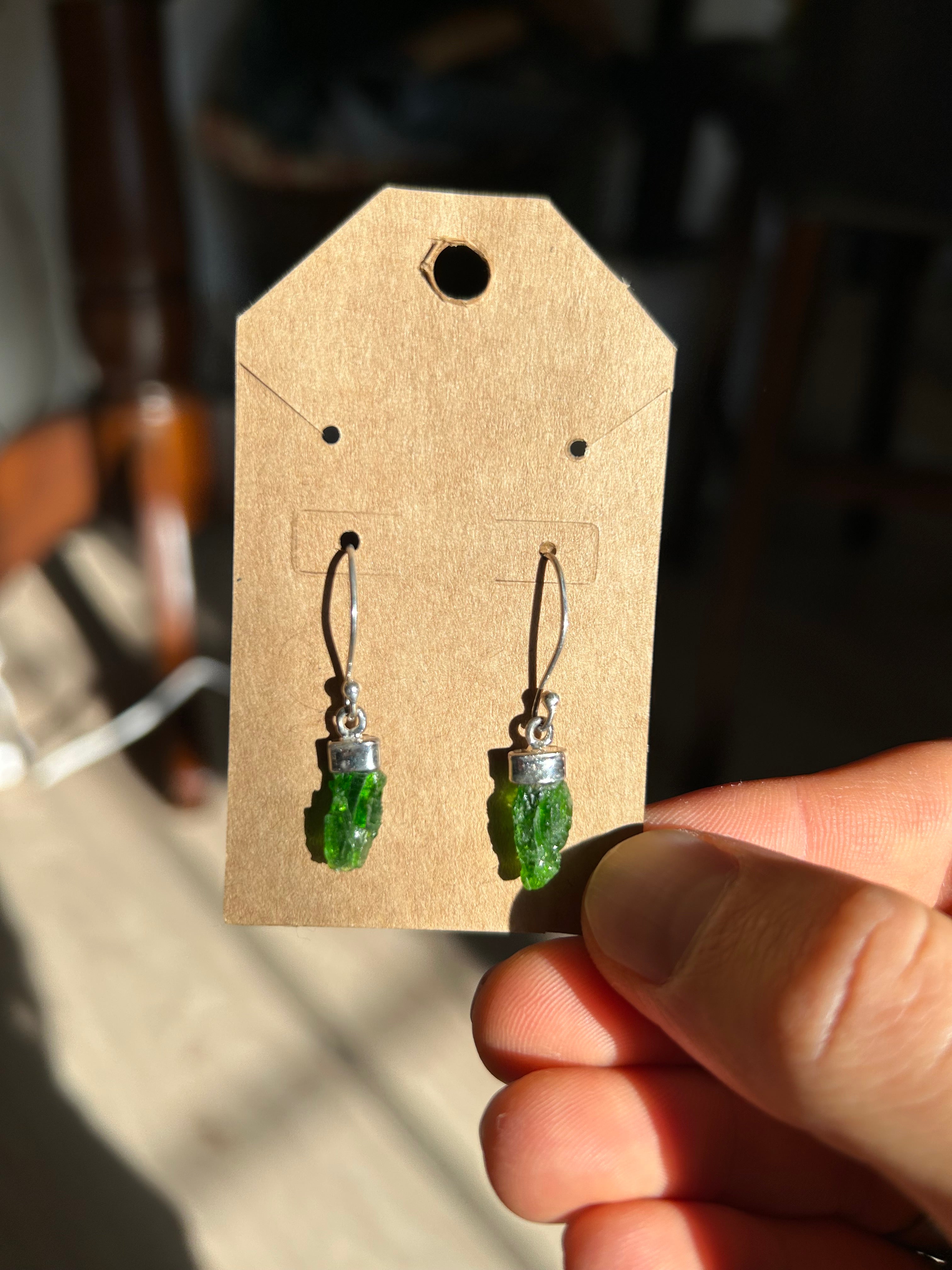 HEART CHAKRA Detox Authentic Chrome Diopside .925 Sterling Silver Earrings