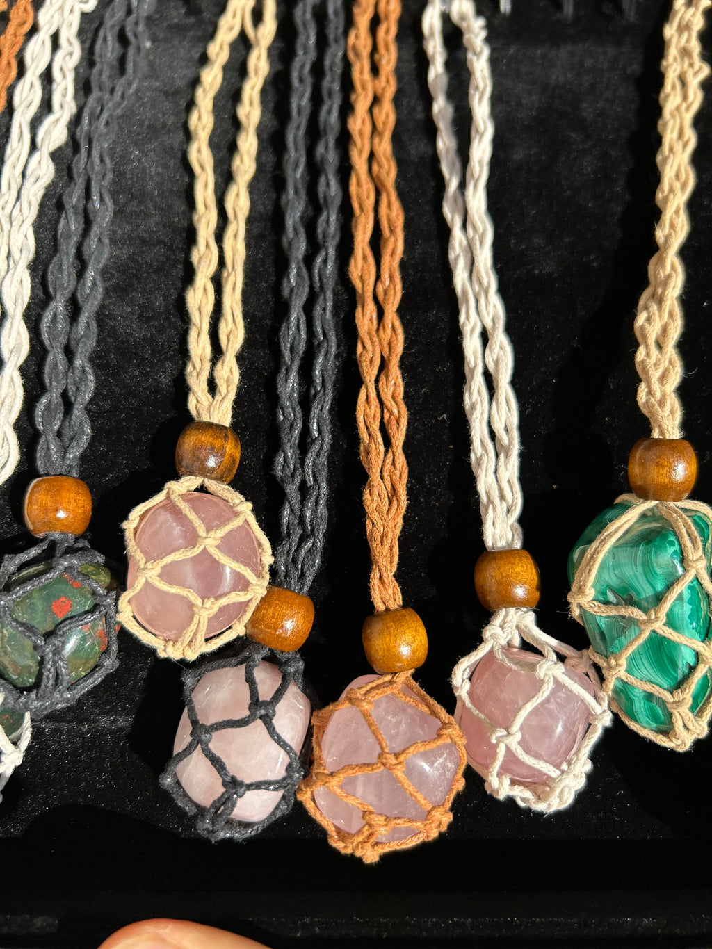 Rose Quartz Crystal Adjustable Hemp Necklace