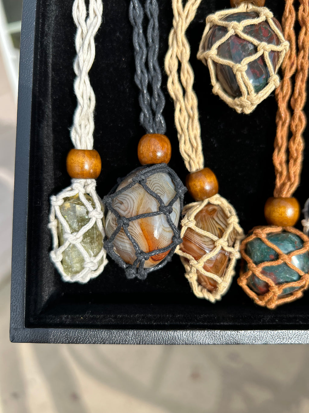 Authentic Sardonyx Crystal Tumble Adjustable Hemp Necklace