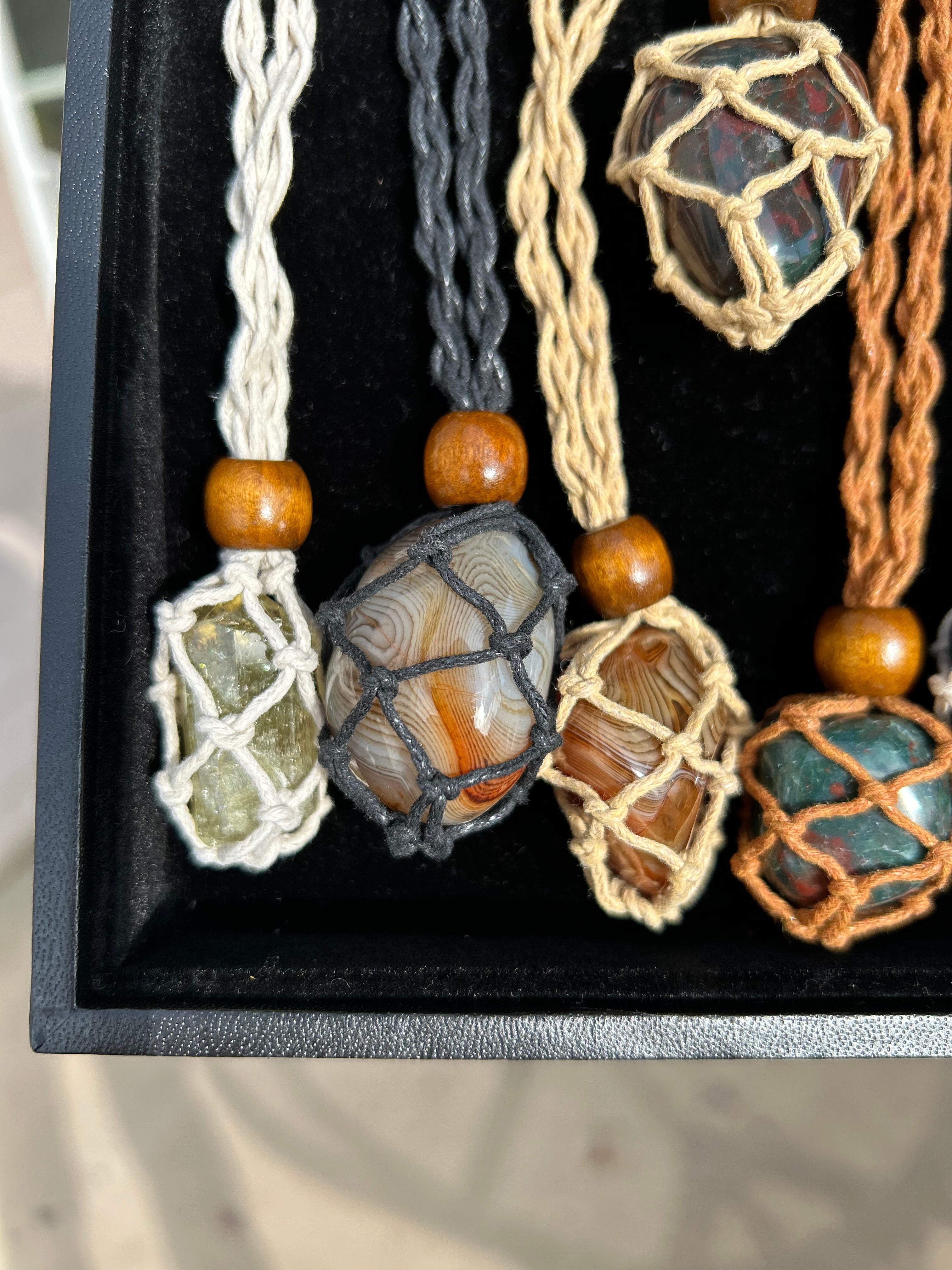 Authentic Sardonyx Crystal Tumble Adjustable Hemp Necklace