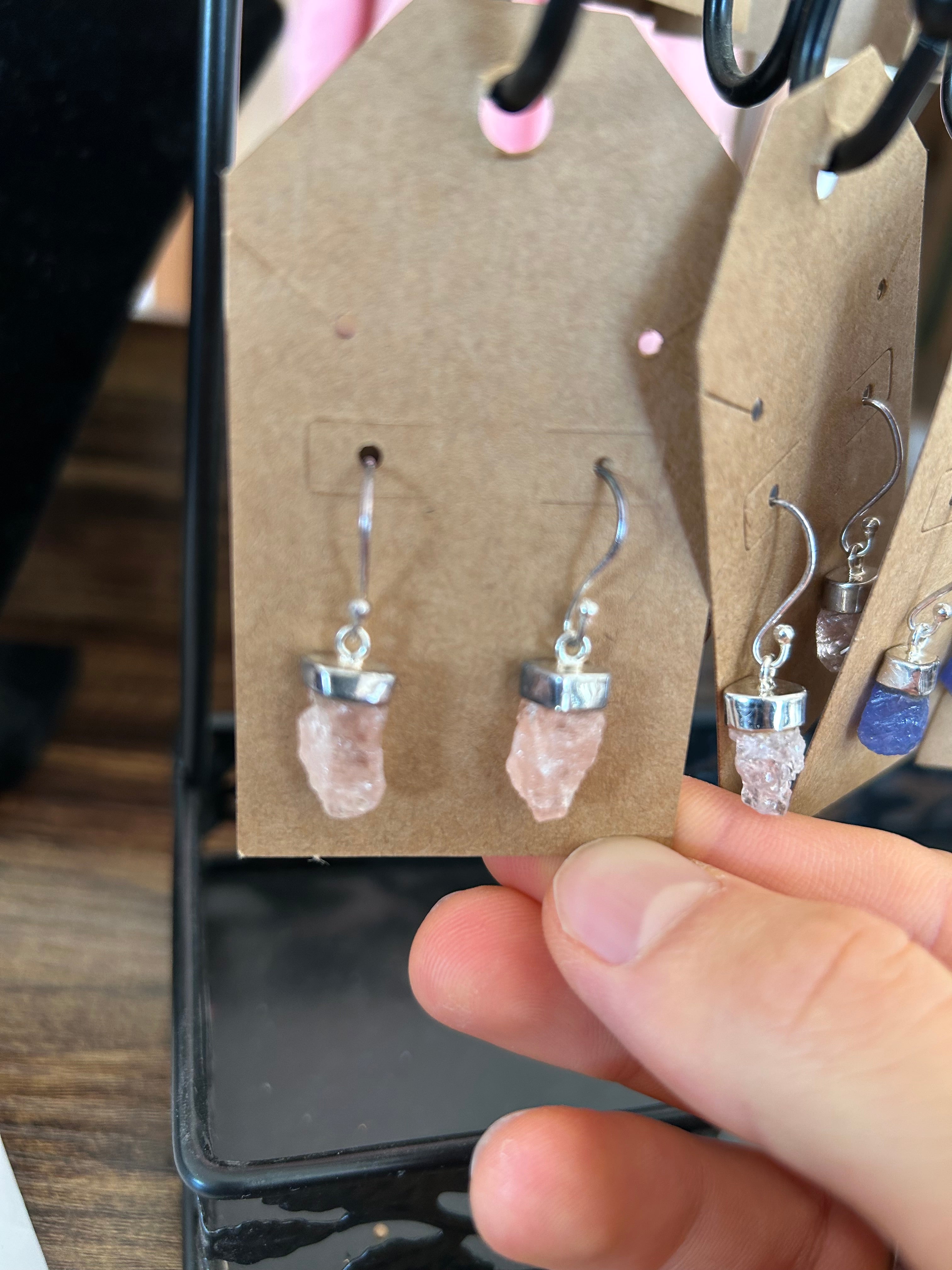 Authentic Pink Morganite Earrings .925 Silver