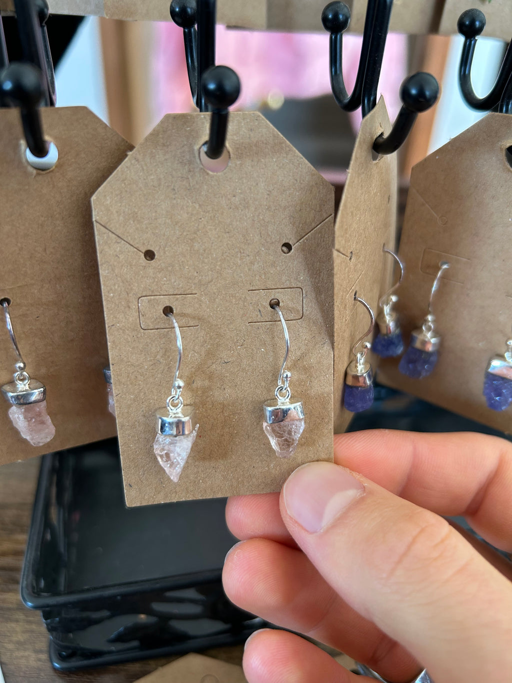 Authentic Pink Morganite Earrings .925 Silver