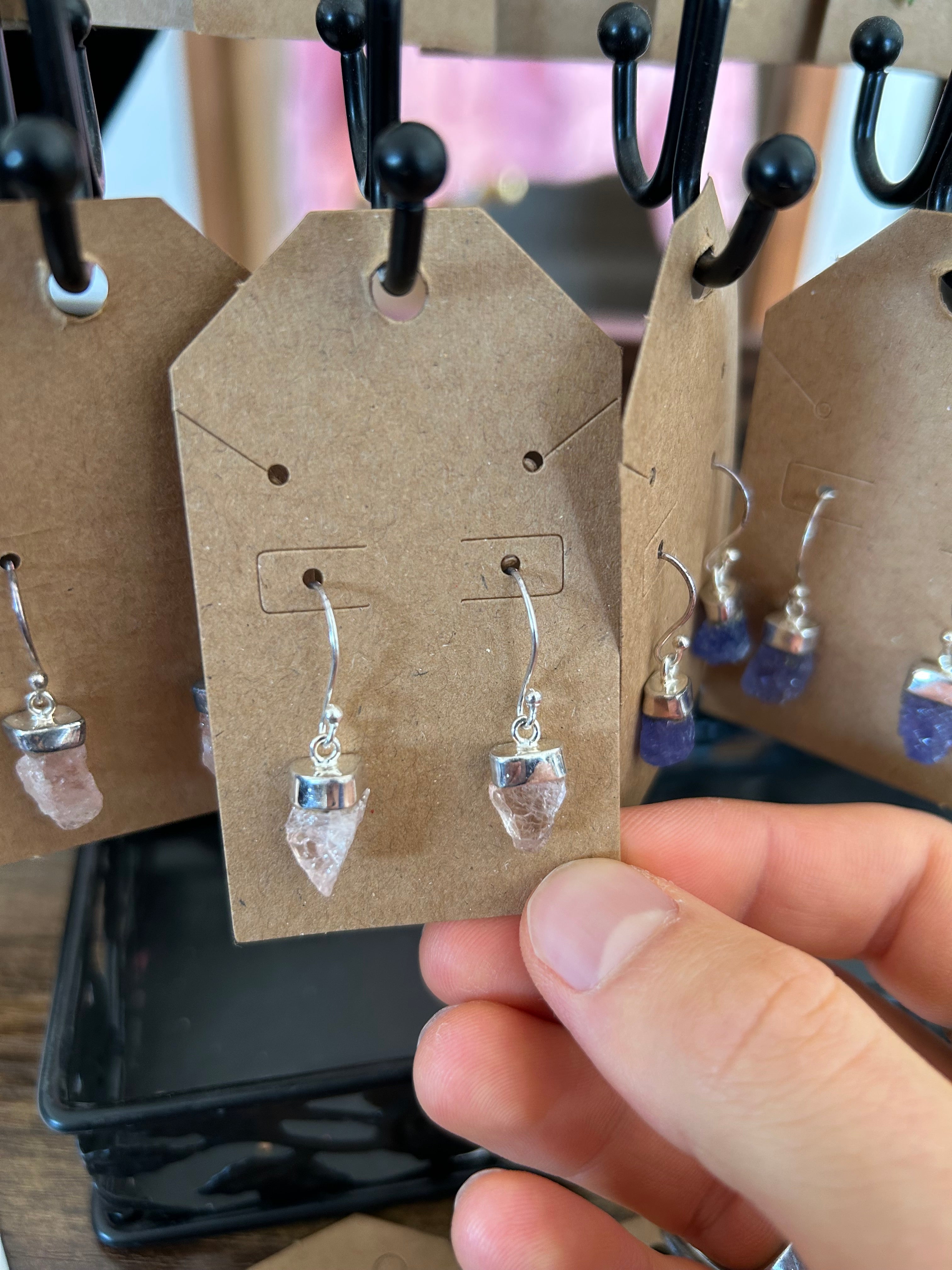 Authentic Pink Morganite Earrings .925 Silver