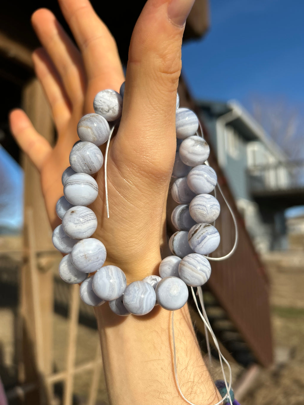 Authentic Blue Lace Agate Crystal Bracelet