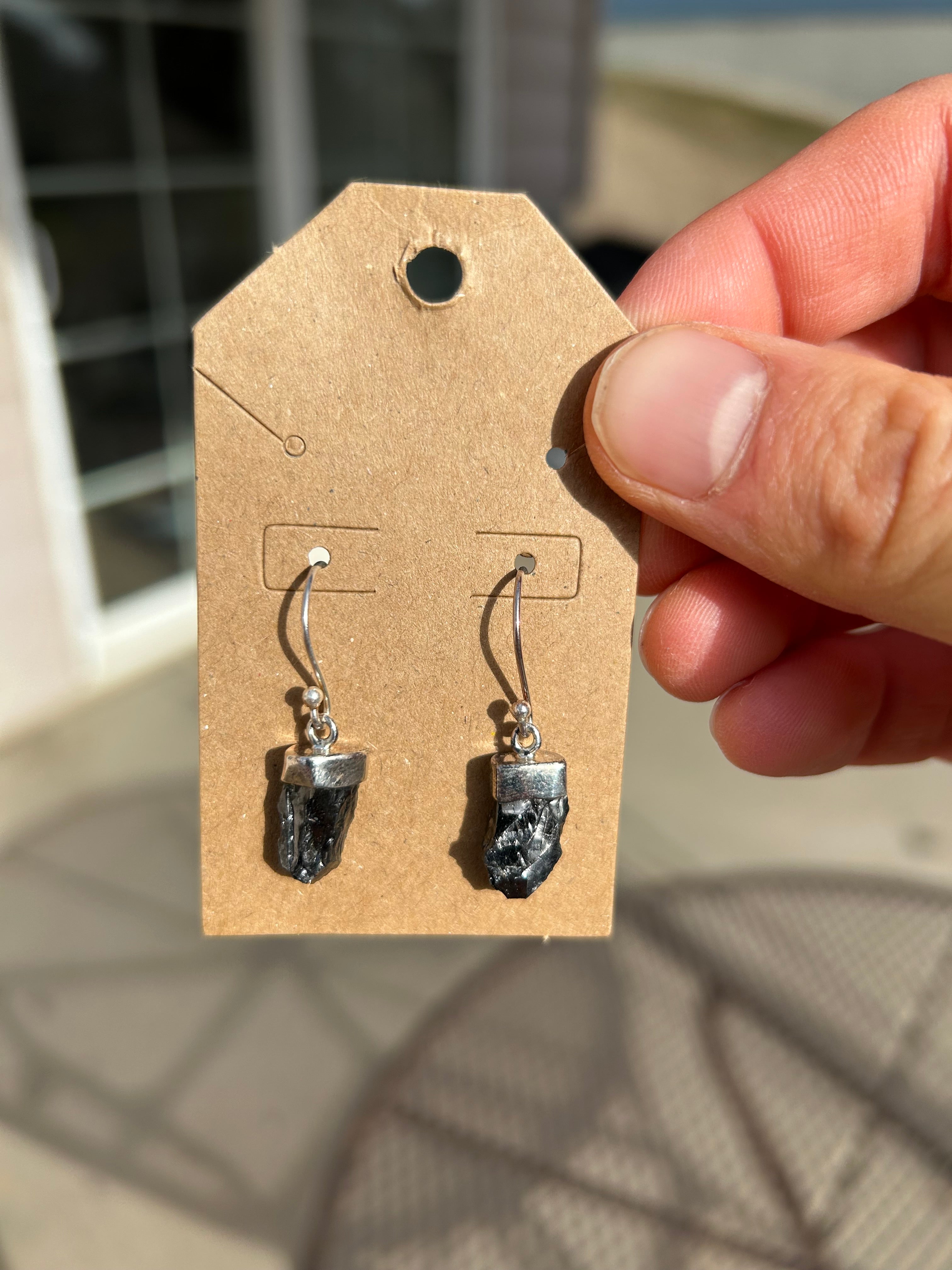Authentic Shungite .925 Sterling Silver Earrings