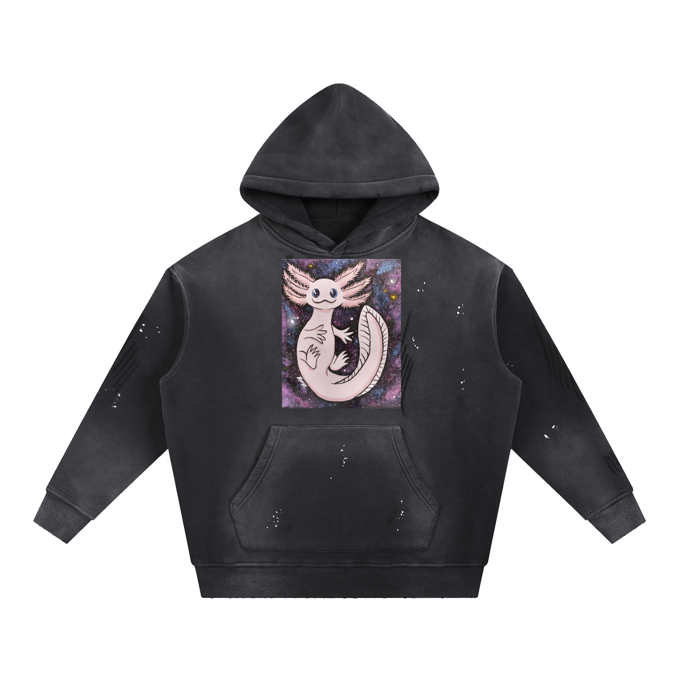 Axolotl Vintage Washed Frayed Fleece Hoodie